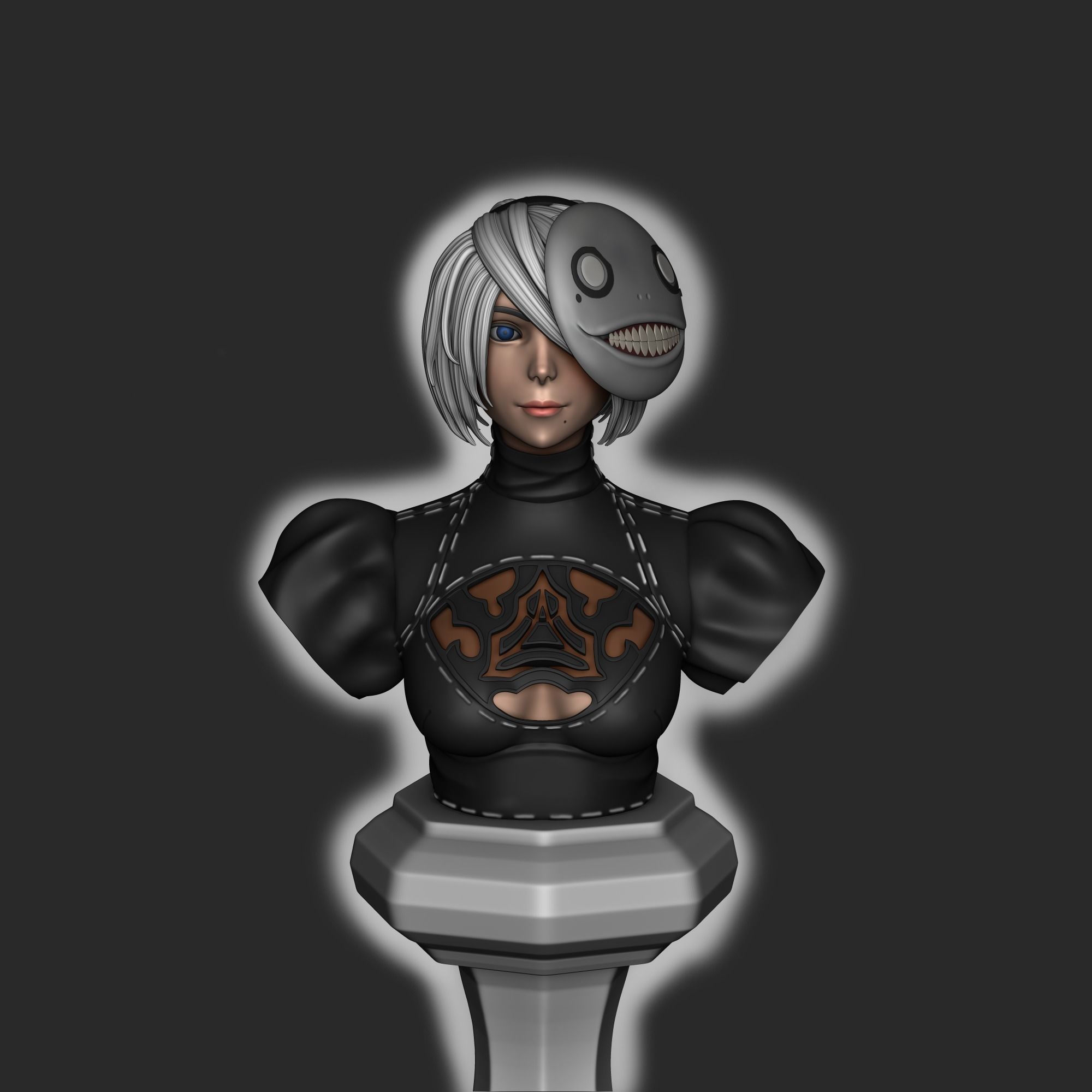 2B bust - Nier Automata 3D print model_5