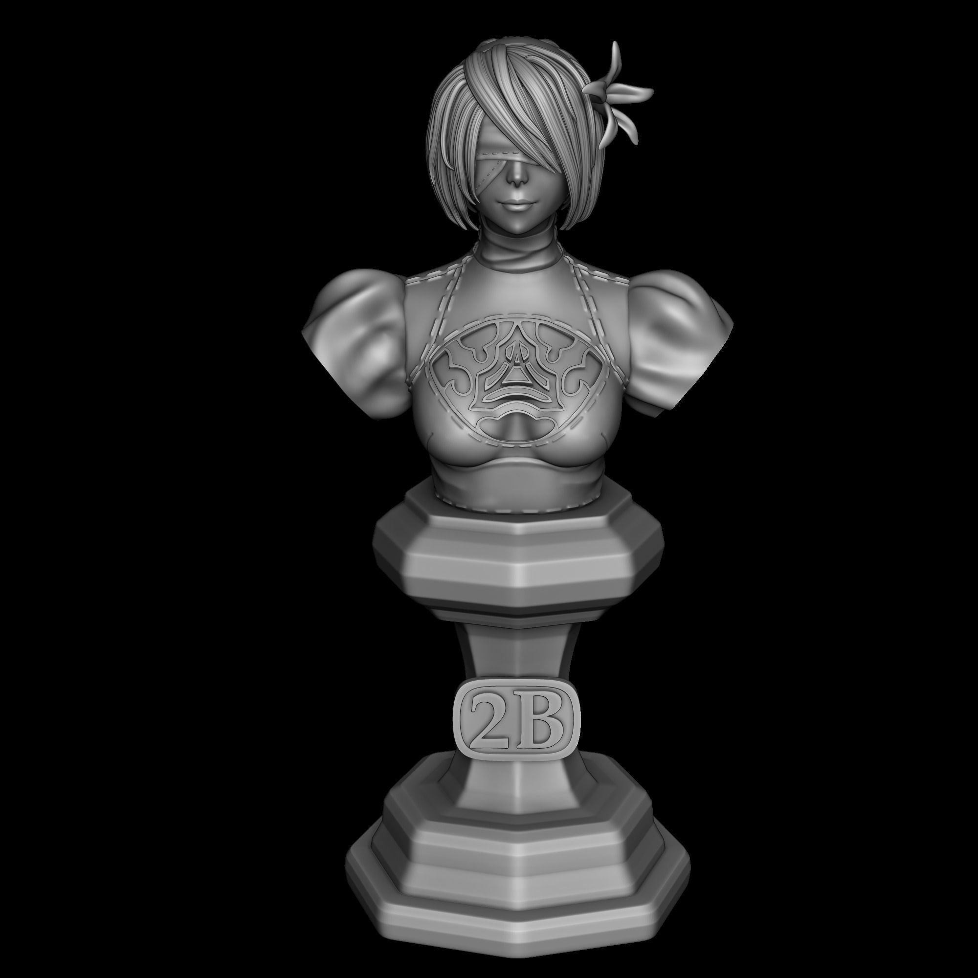 2B bust - Nier Automata 3D print model_12