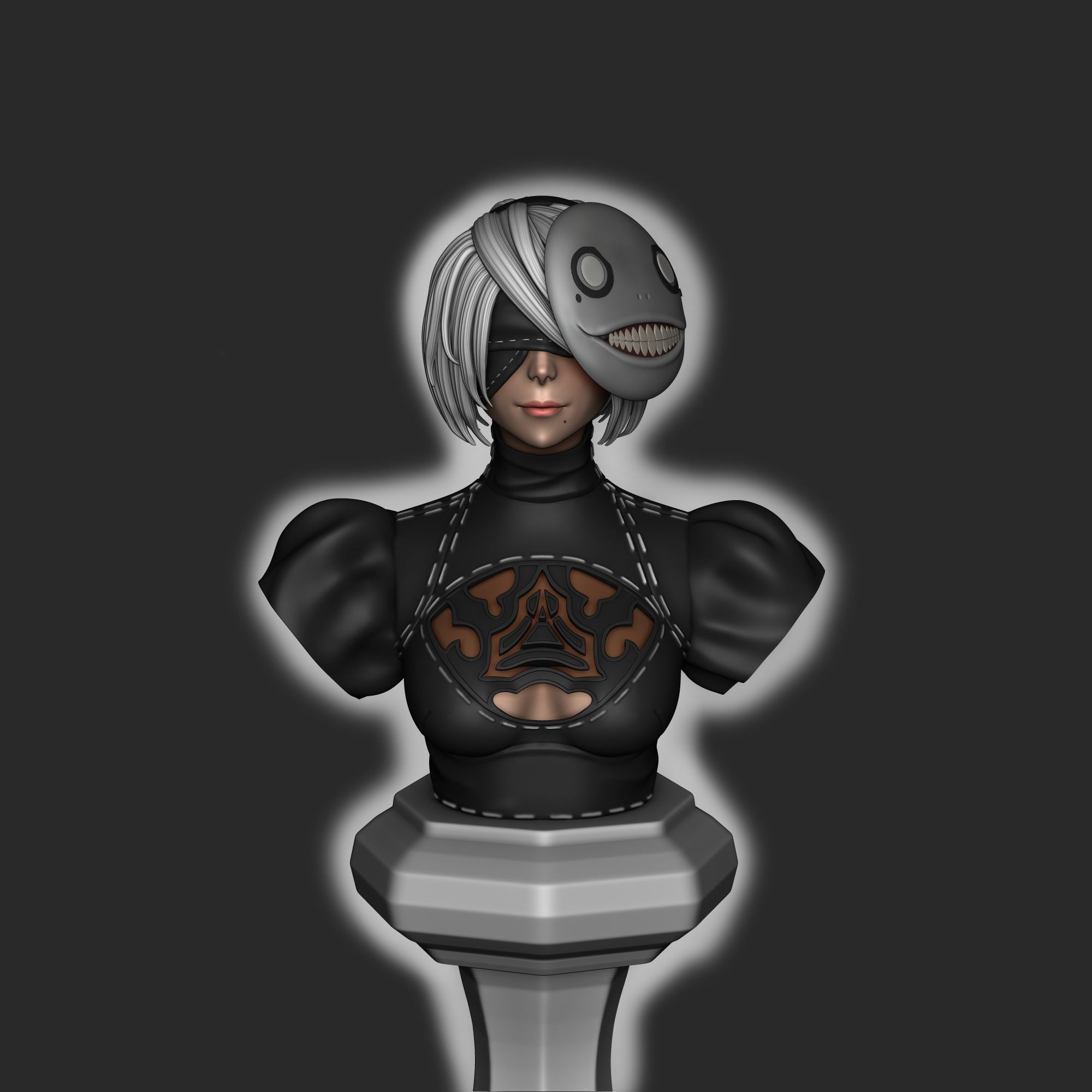2B bust - Nier Automata 3D print model_4