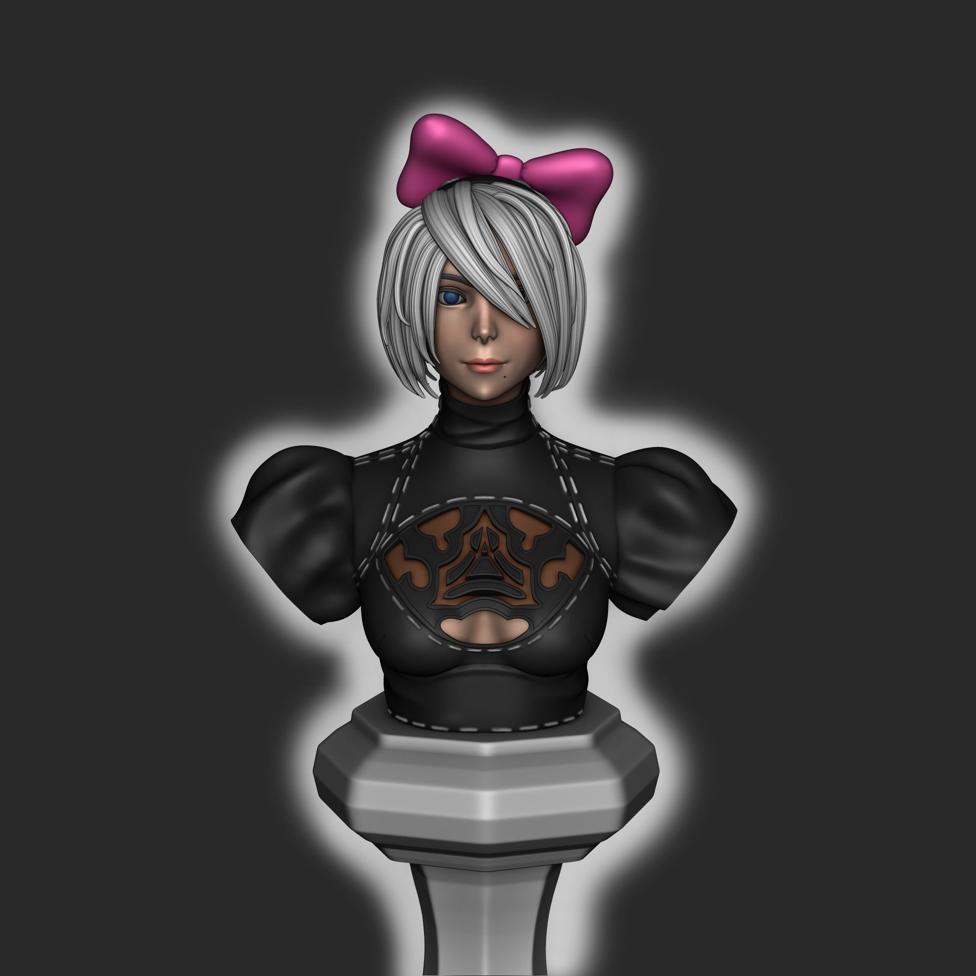 2B bust - Nier Automata 3D print model_7