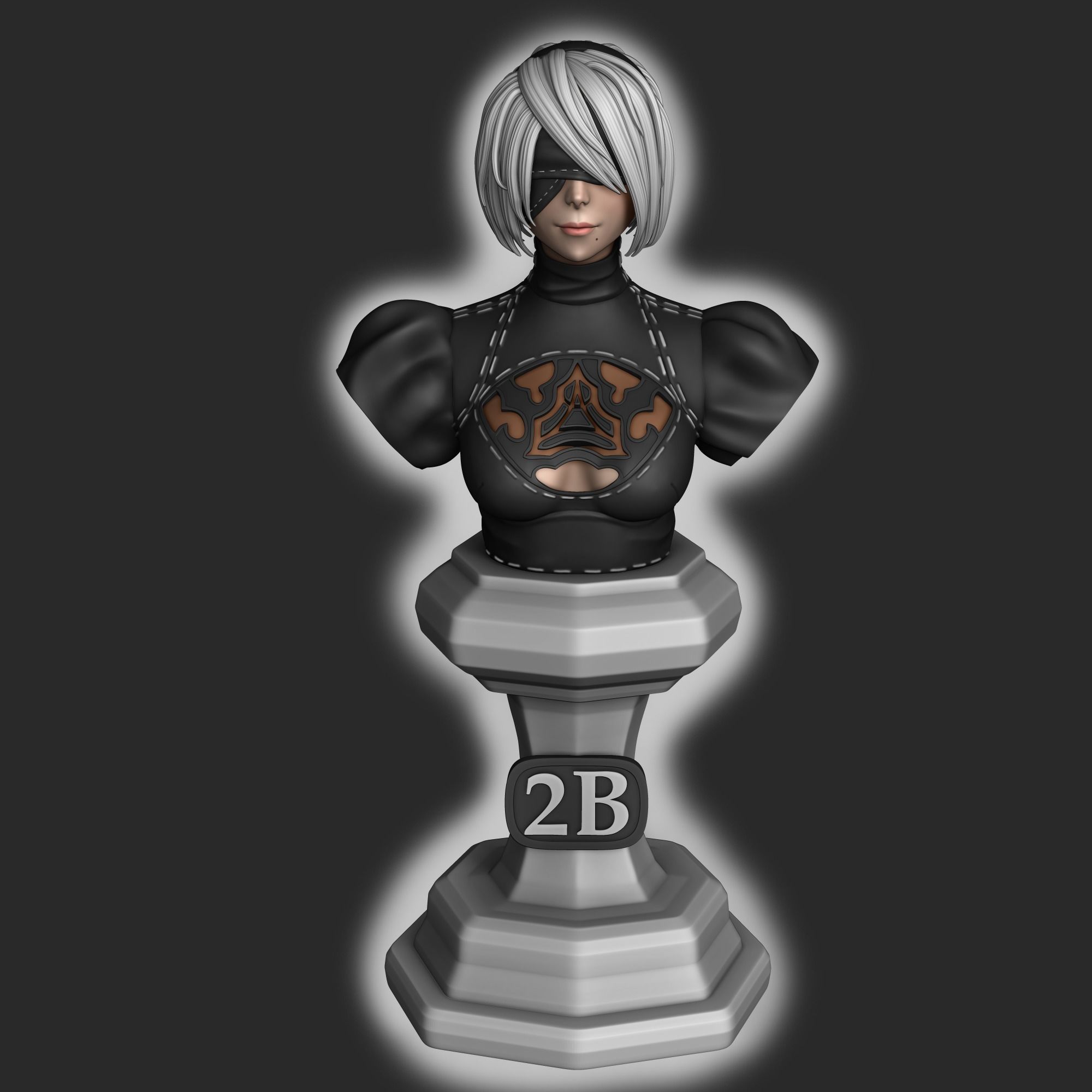 2B bust - Nier Automata 3D print model_1
