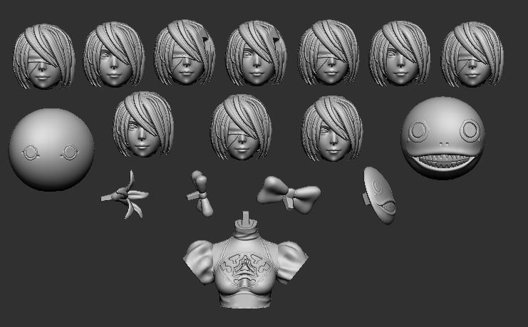 2B bust - Nier Automata 3D print model_16