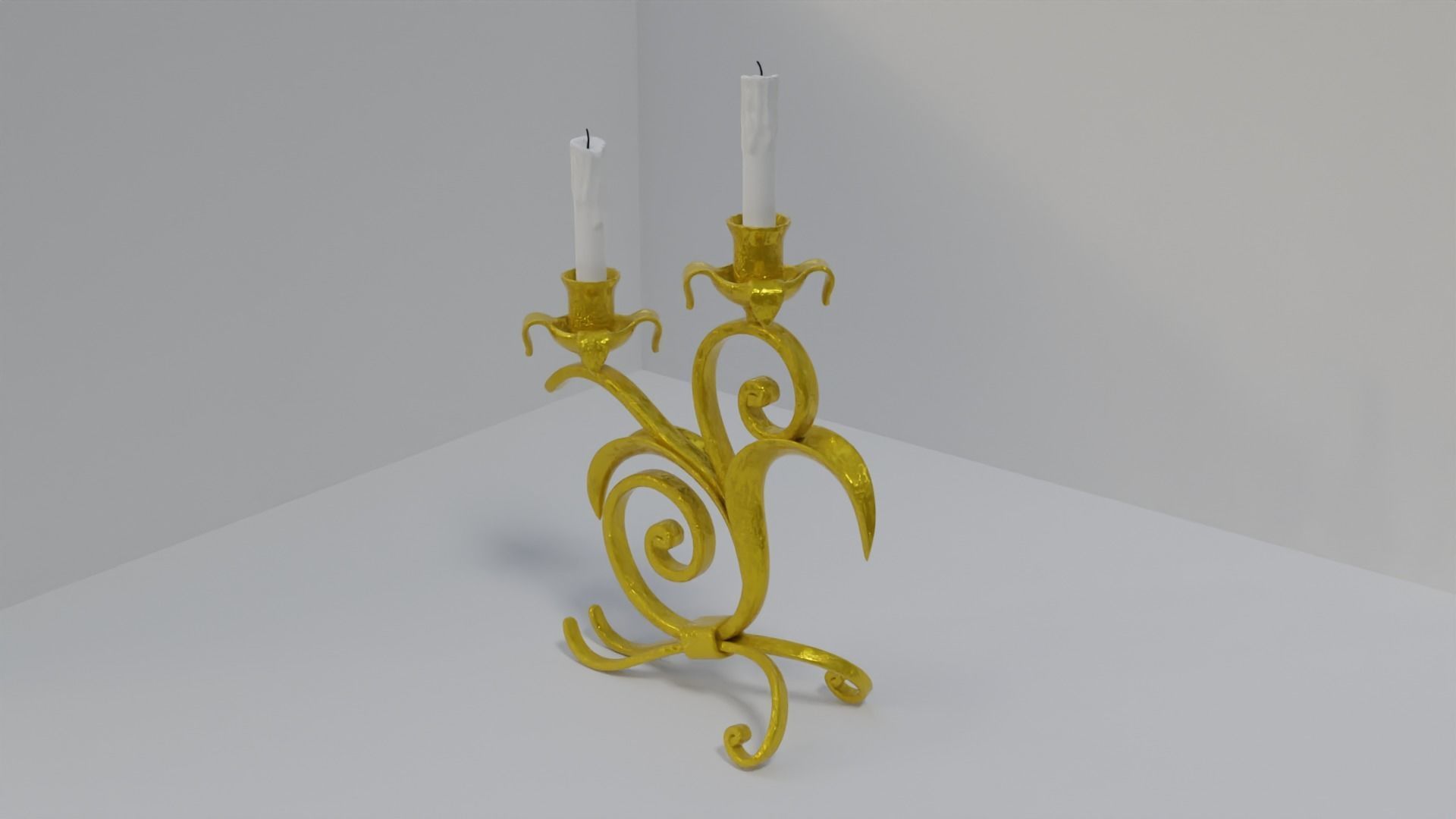 golden candle pack 3D model_6