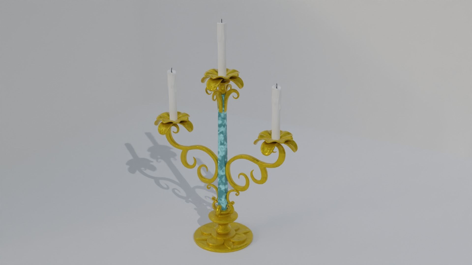golden candle pack 3D model_9