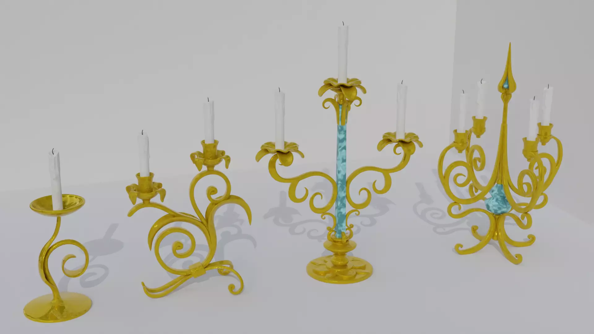 golden candle pack 3D model_0