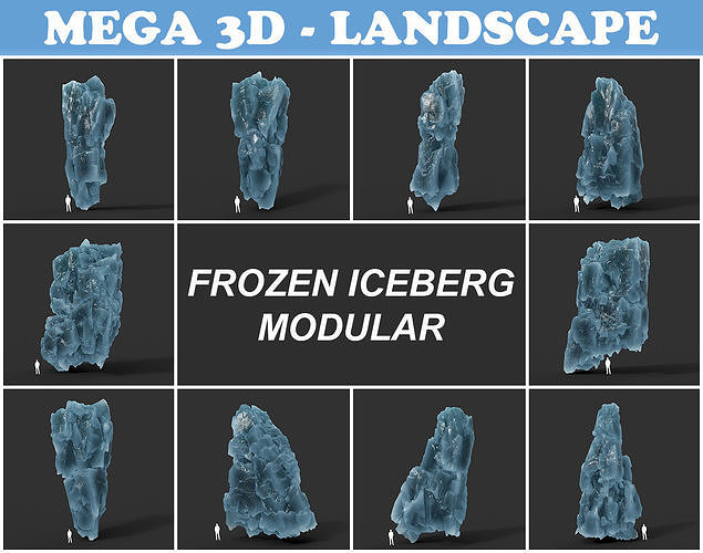 Low poly Frozen Iceberg Modular 211129 Low-poly 3D model
