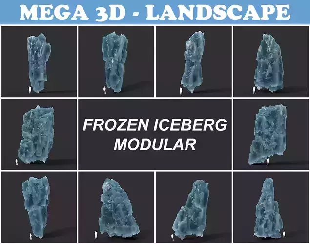 Low poly Frozen Iceberg Modular 211129 Low-poly 3D model