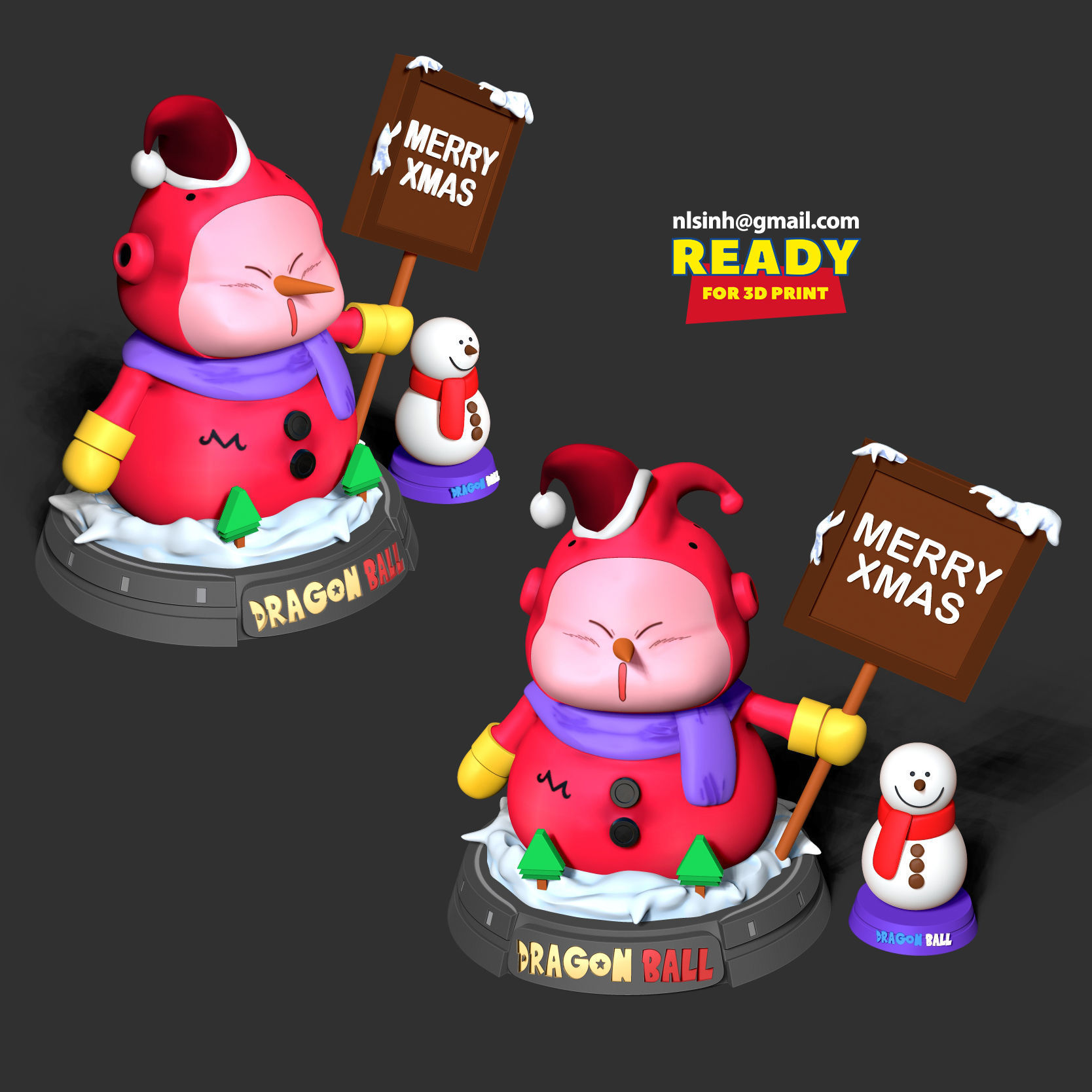Buu Snowman - Dragon Ball Fanart 3D print model_5