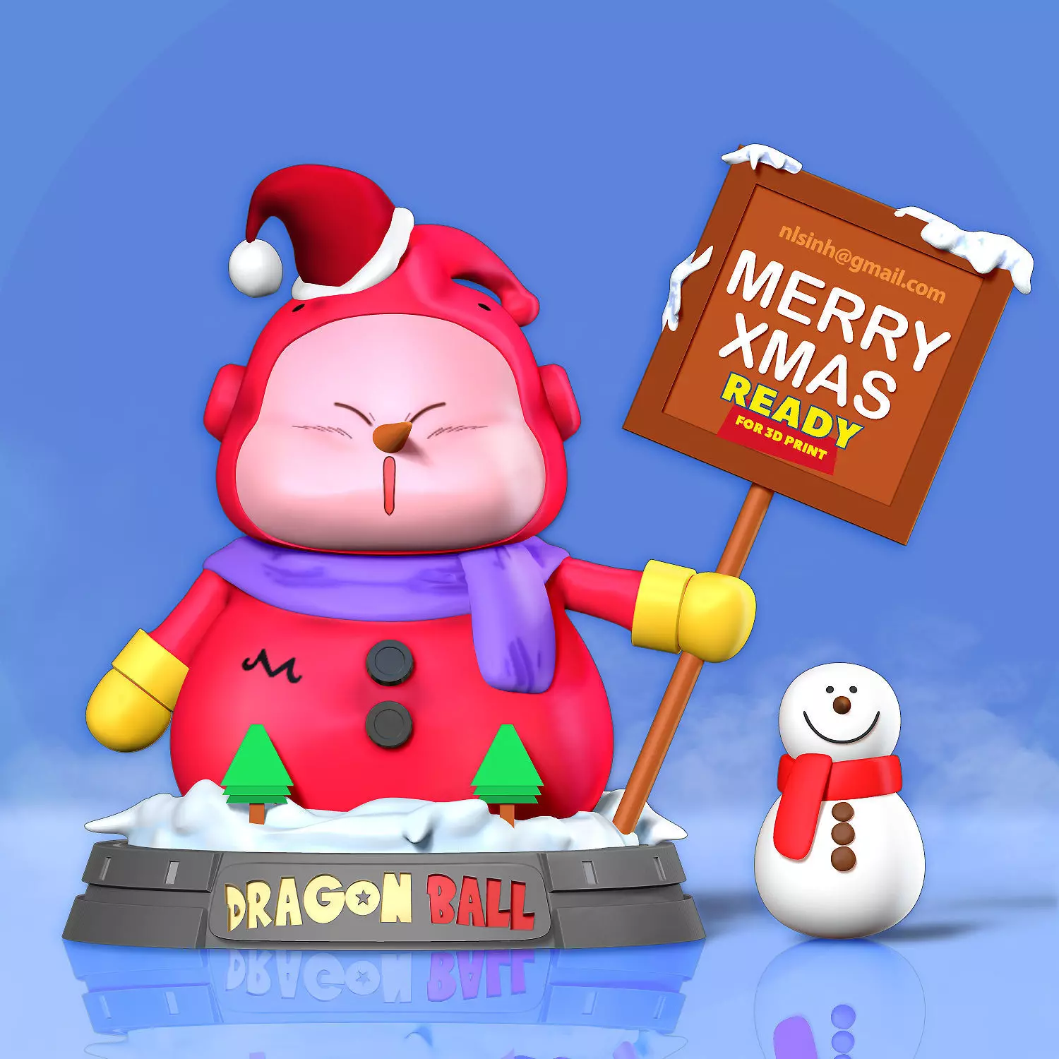 Buu Snowman - Dragon Ball Fanart 3D print model_0