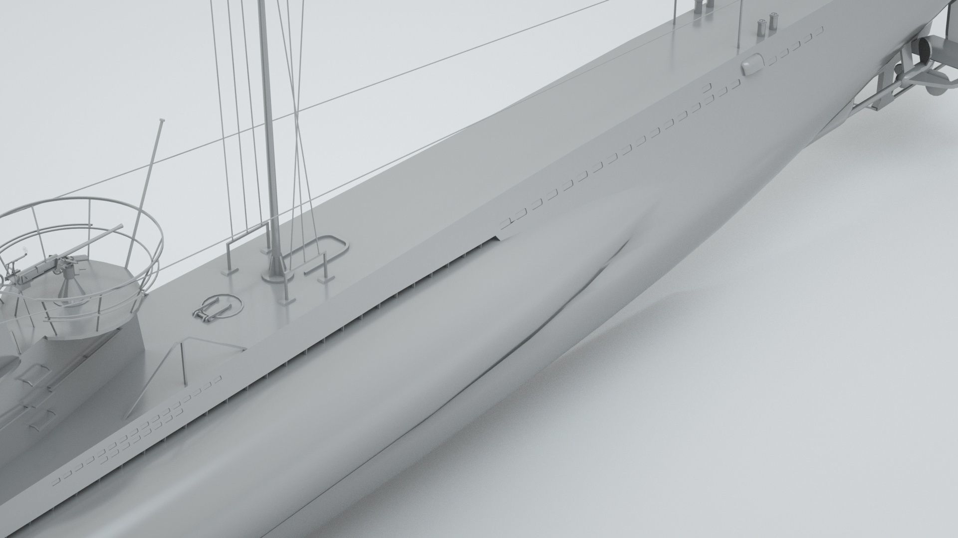 Type VII C German Submarine U-Boat 3D model_6