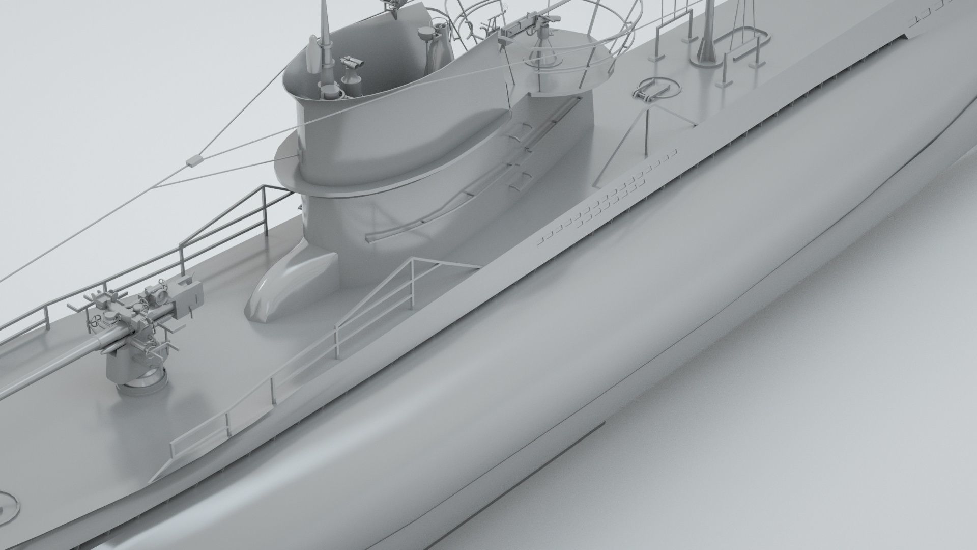 Type VII C German Submarine U-Boat 3D model_5