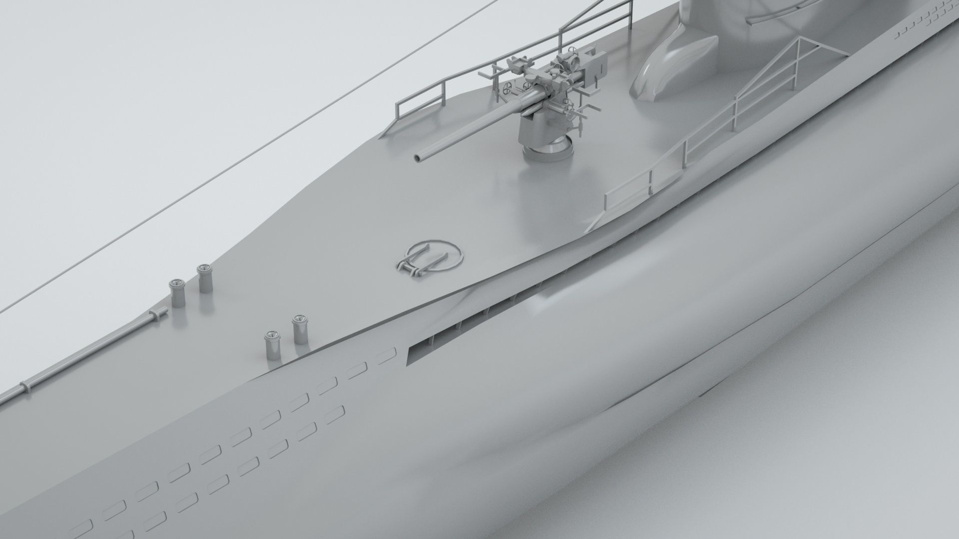 Type VII C German Submarine U-Boat 3D model_4