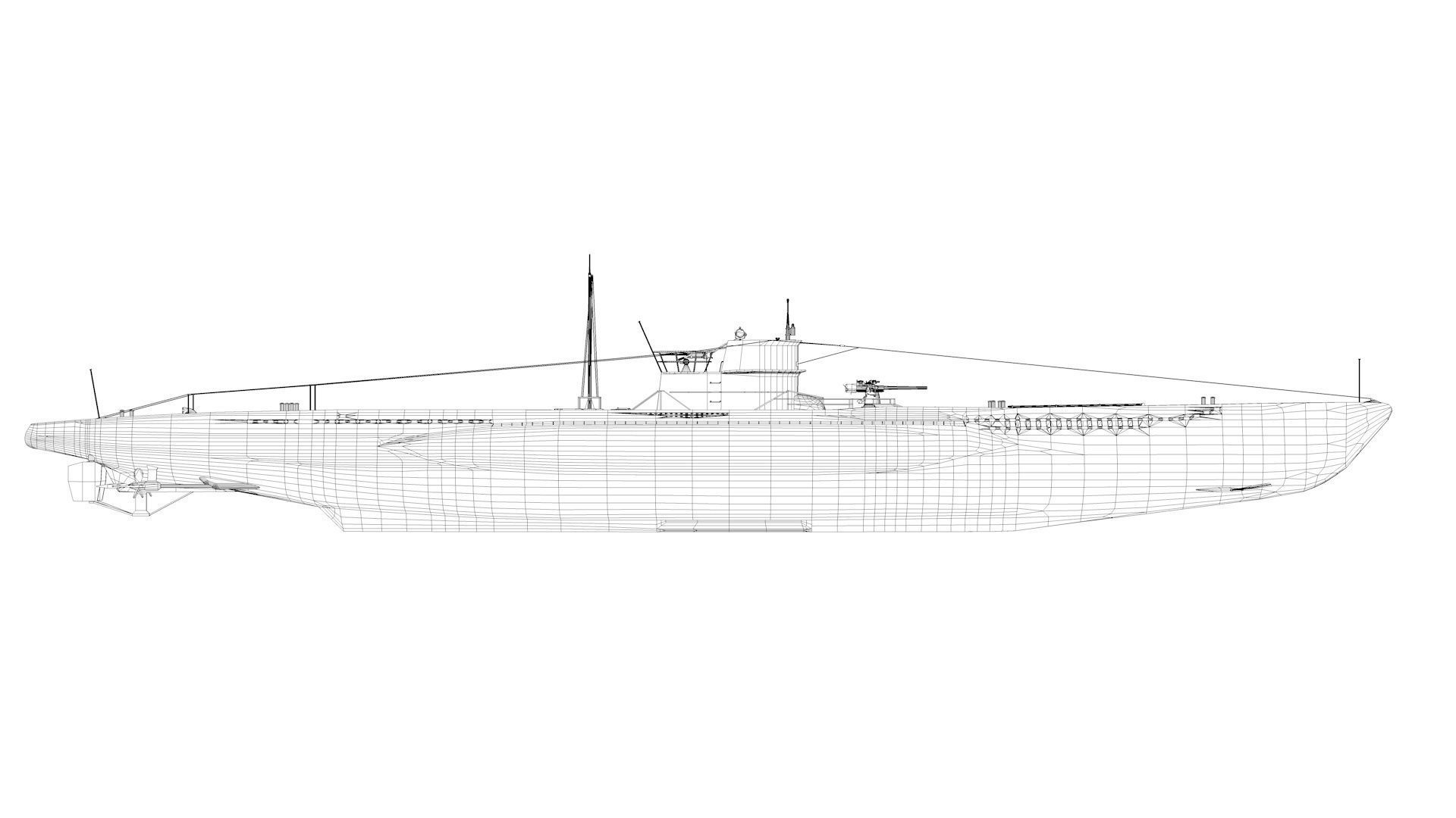 Type VII C German Submarine U-Boat 3D model_16