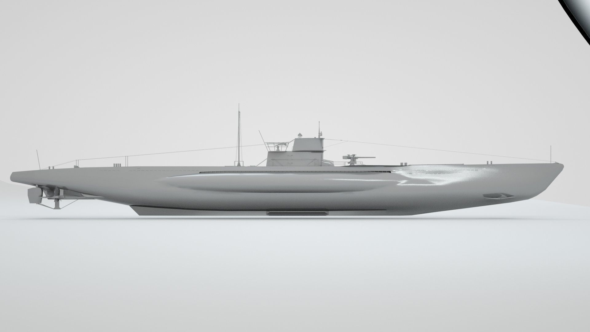 Type VII C German Submarine U-Boat 3D model_10