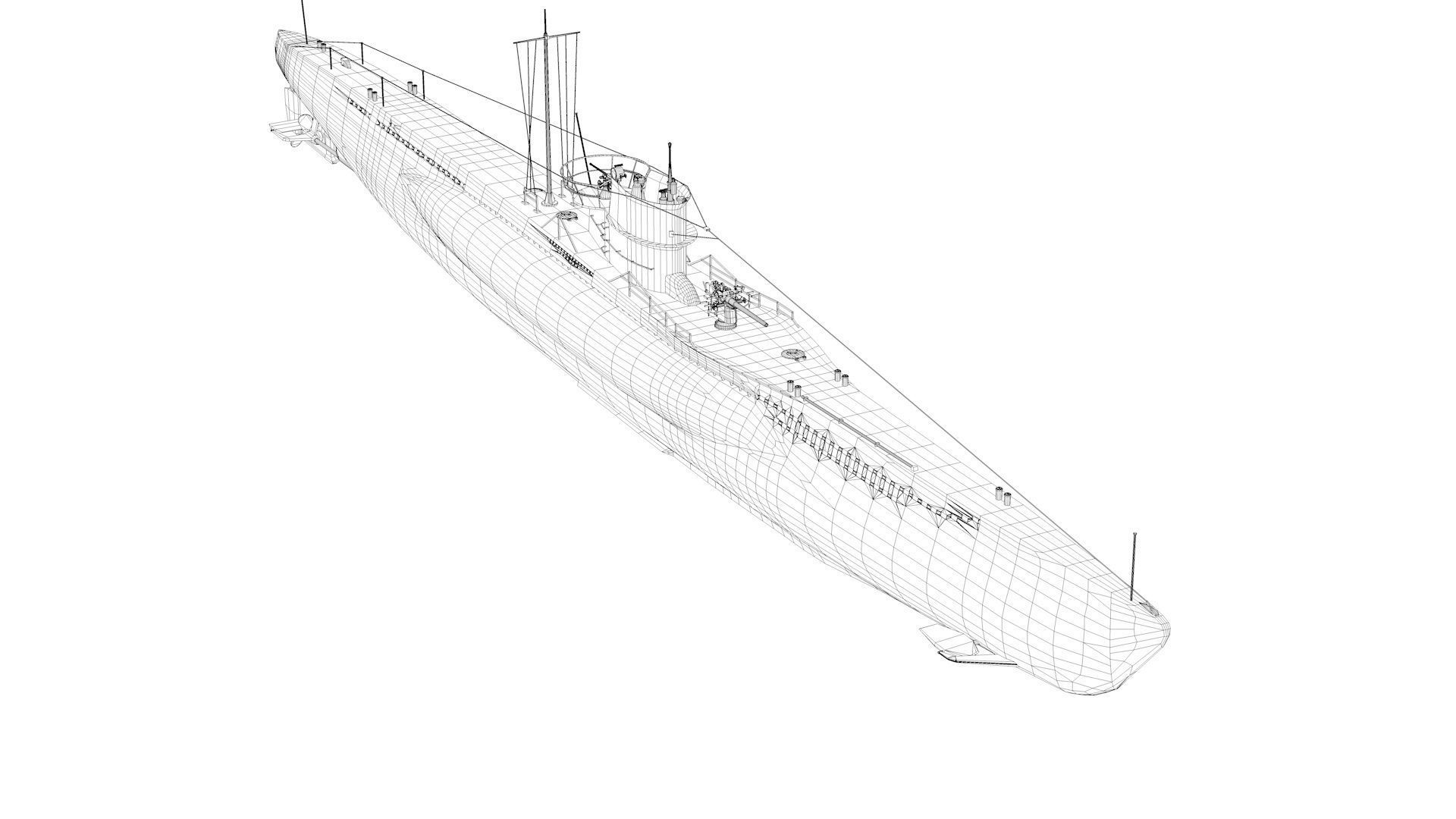 Type VII C German Submarine U-Boat 3D model_13