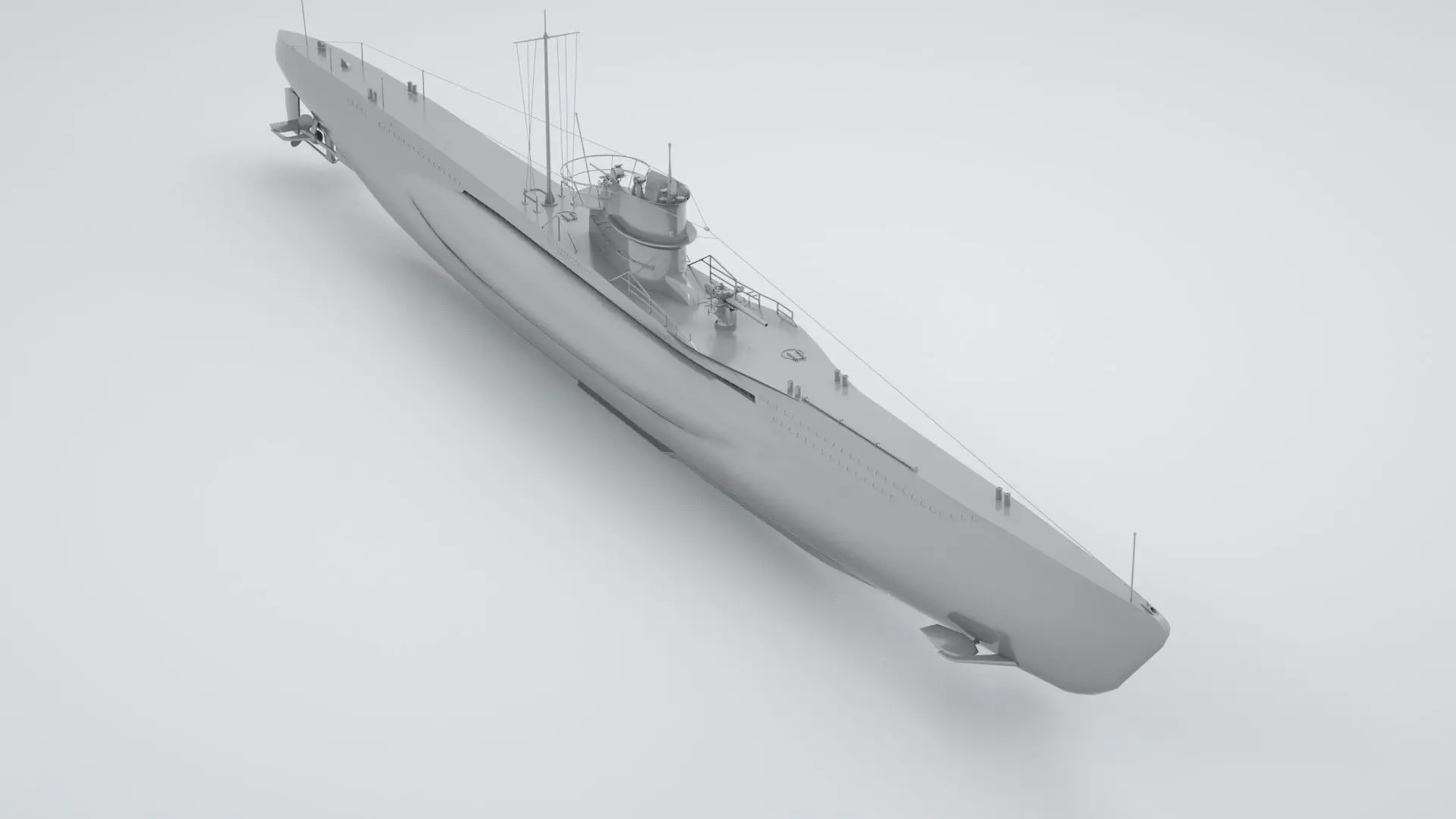 Type VII C German Submarine U-Boat 3D model_0