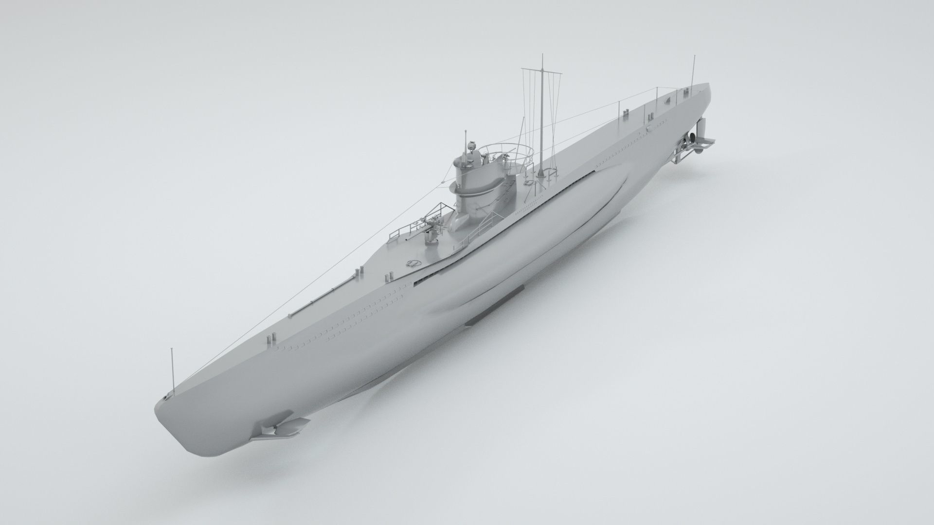 Type VII C German Submarine U-Boat 3D model_1