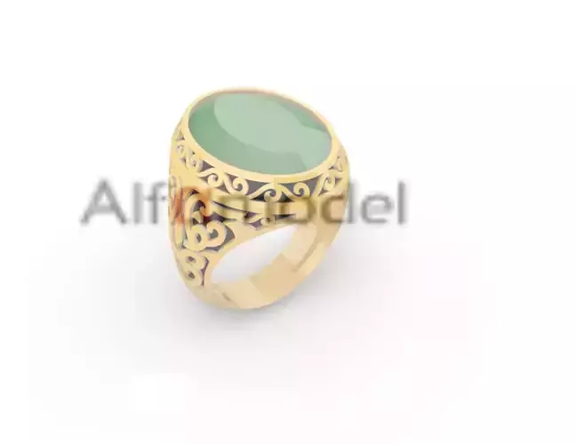 Oval Feroza Stone Gold Ring