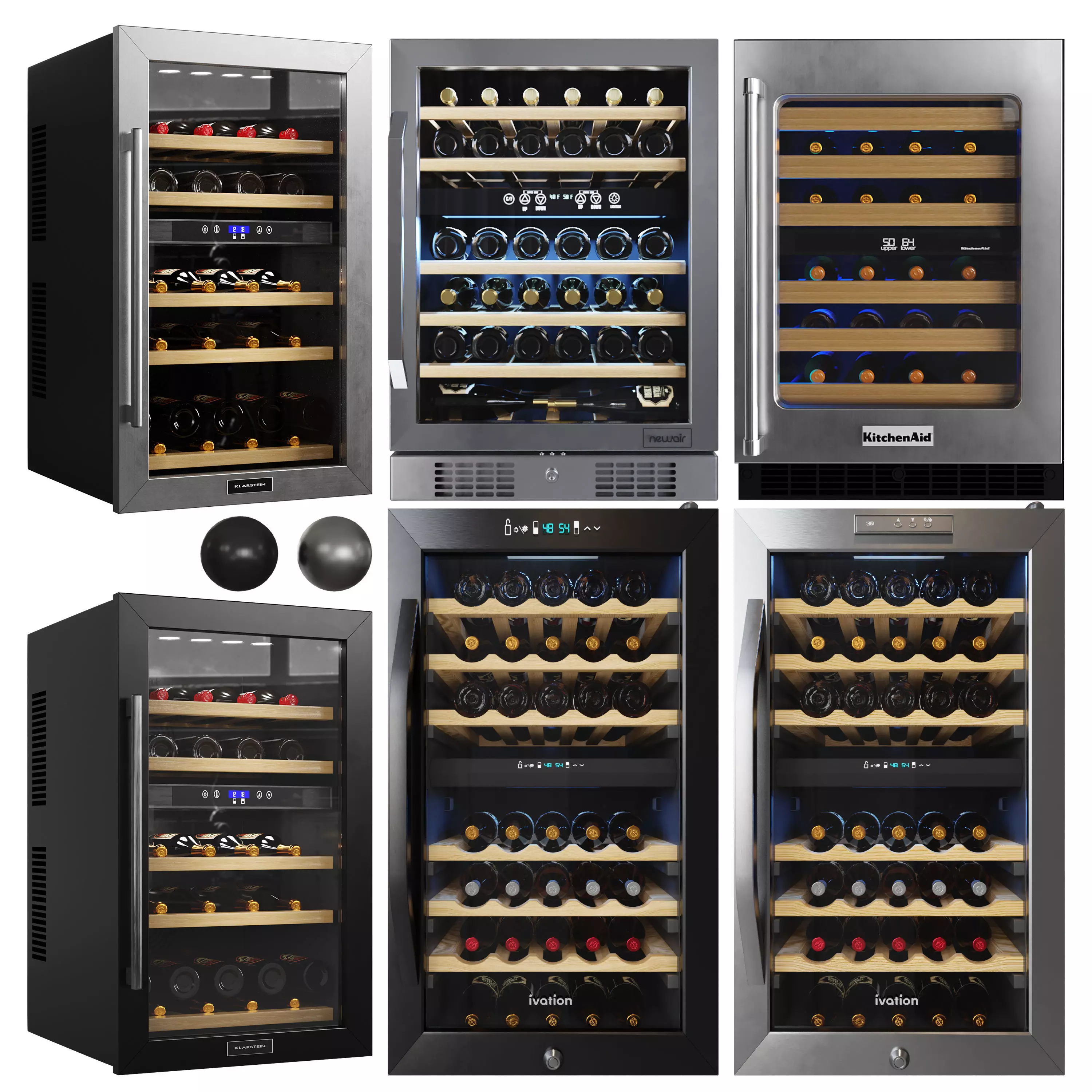 Under Counter Wine Fridges Collection Low-poly 3D model_0