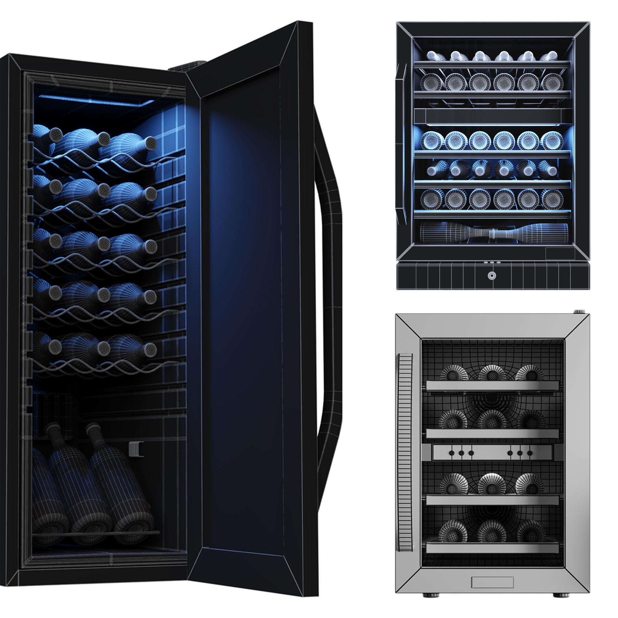 Under Counter Wine Fridges Collection Low-poly 3D model_5