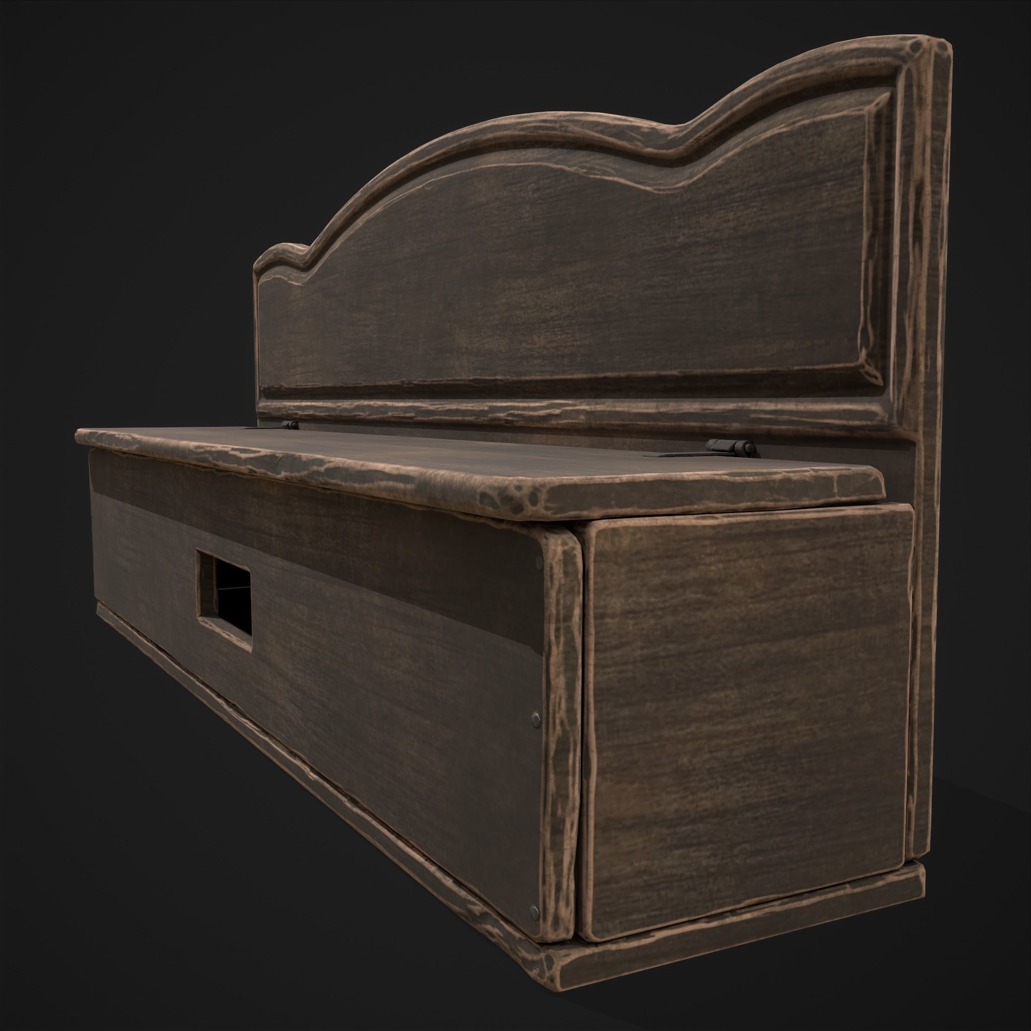 Seating and Storage Bench Low-poly 3D model_9
