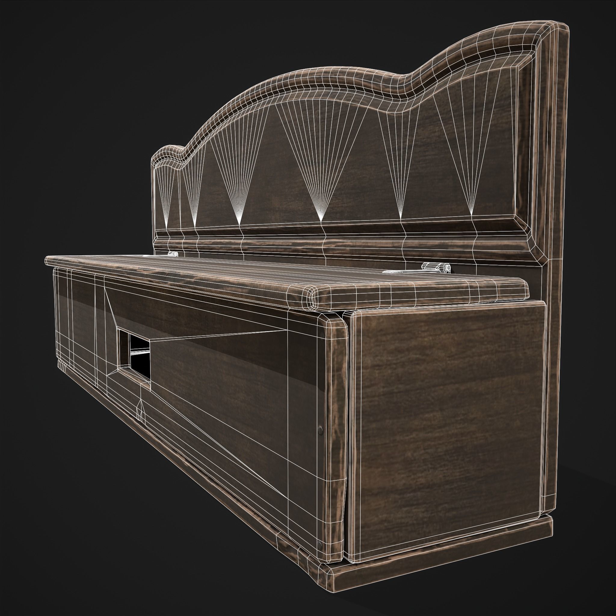 Seating and Storage Bench Low-poly 3D model_10
