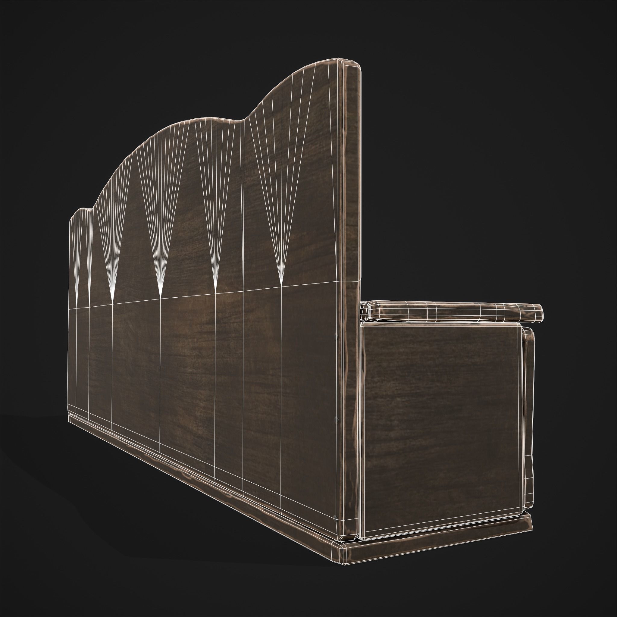 Seating and Storage Bench Low-poly 3D model_20