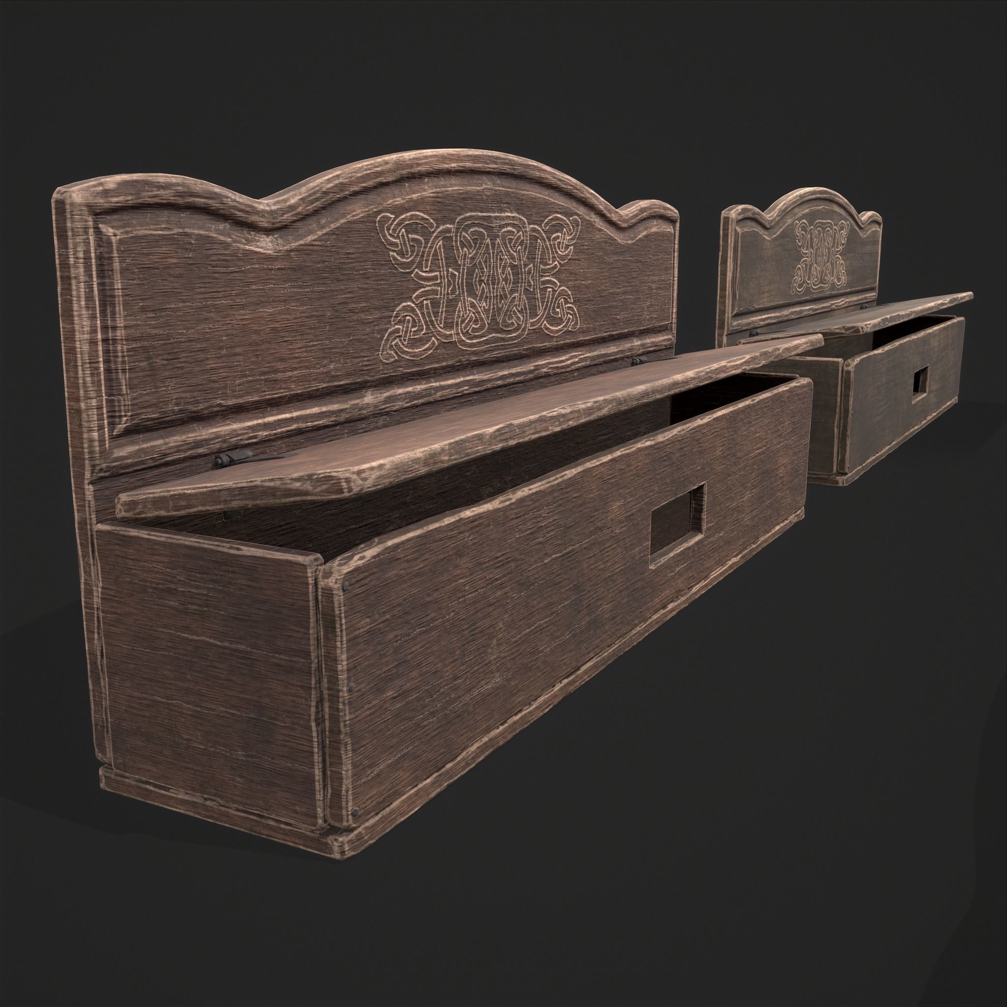 Seating and Storage Bench Low-poly 3D model_32