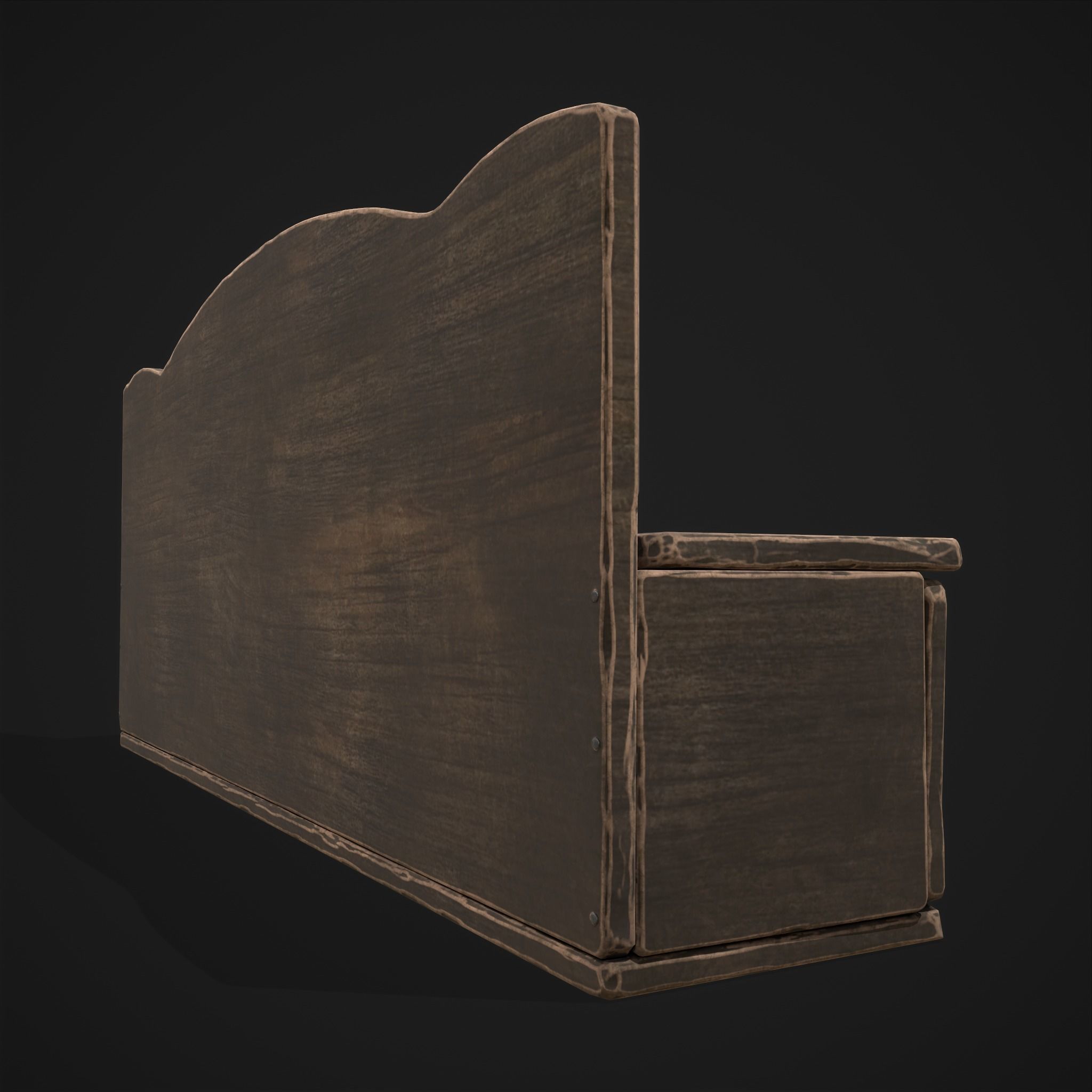 Seating and Storage Bench Low-poly 3D model_19