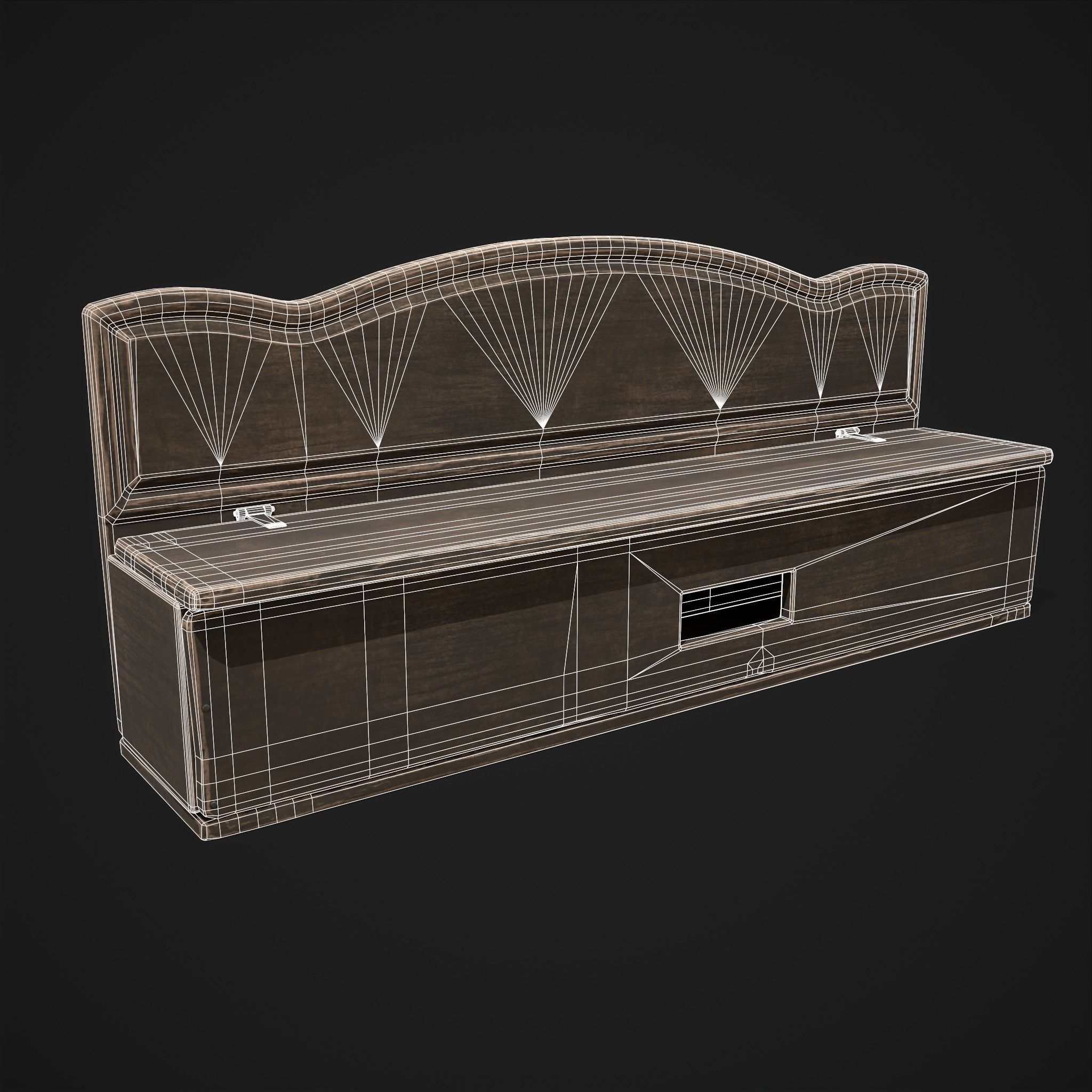 Seating and Storage Bench Low-poly 3D model_8