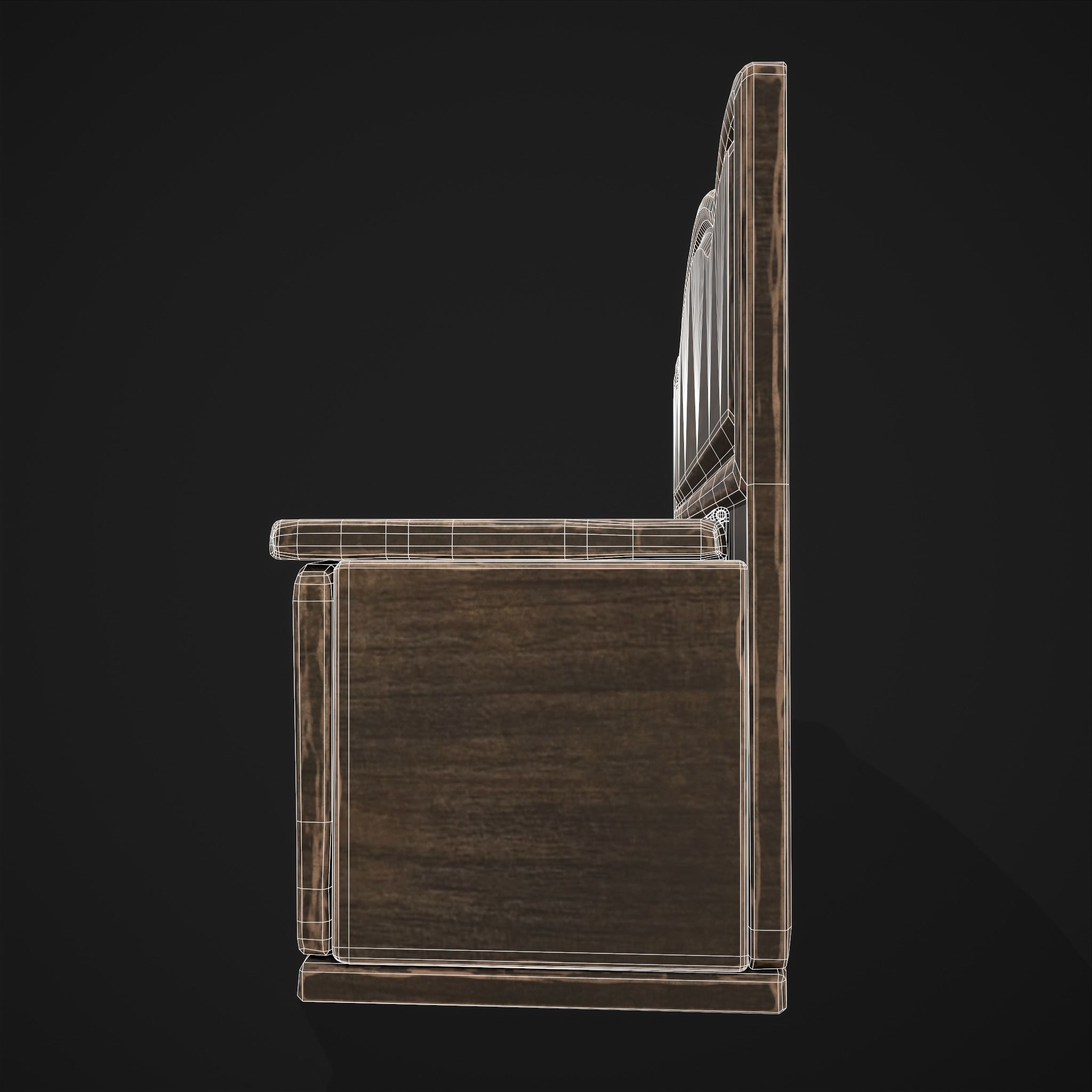 Seating and Storage Bench Low-poly 3D model_14