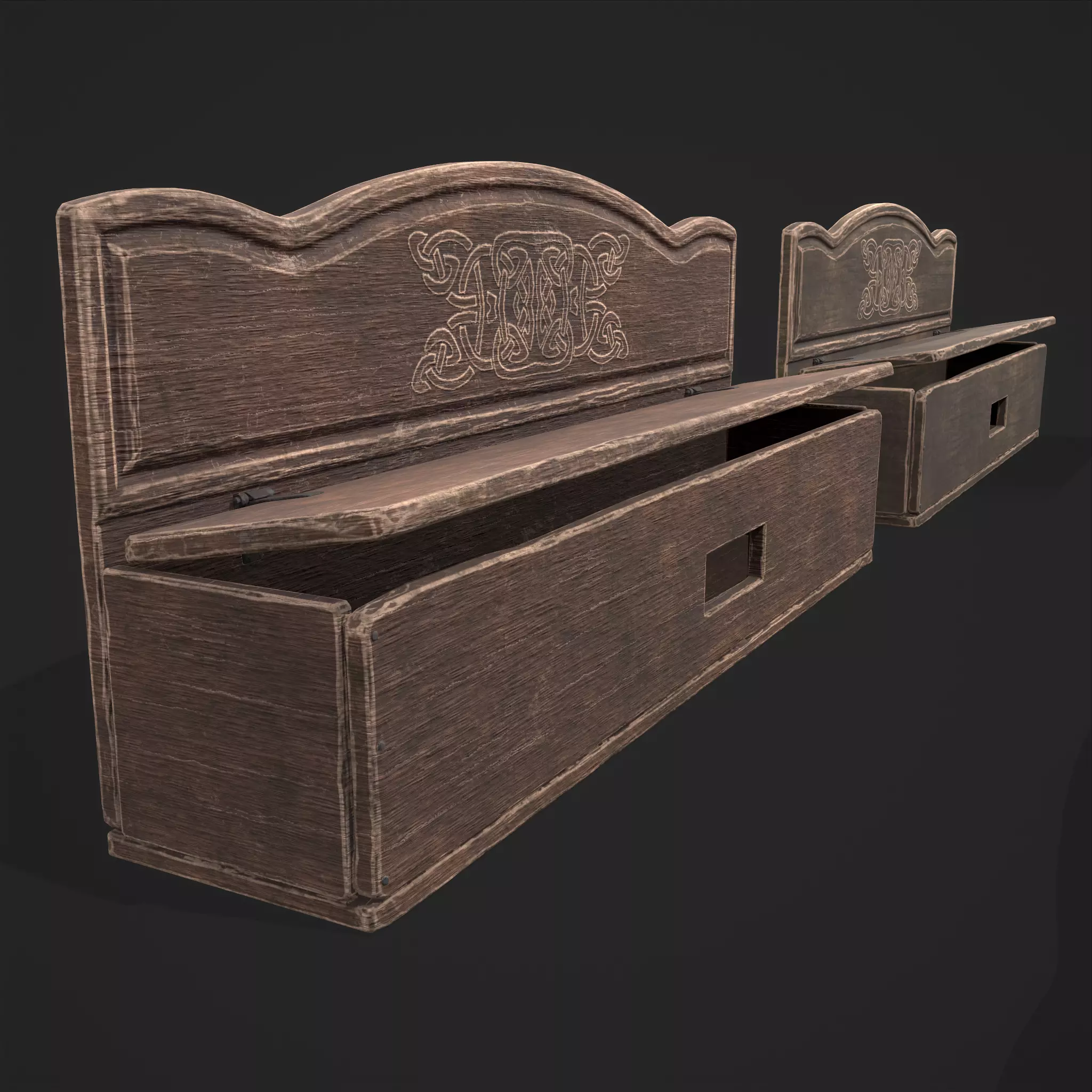 Seating and Storage Bench Low-poly 3D model_0