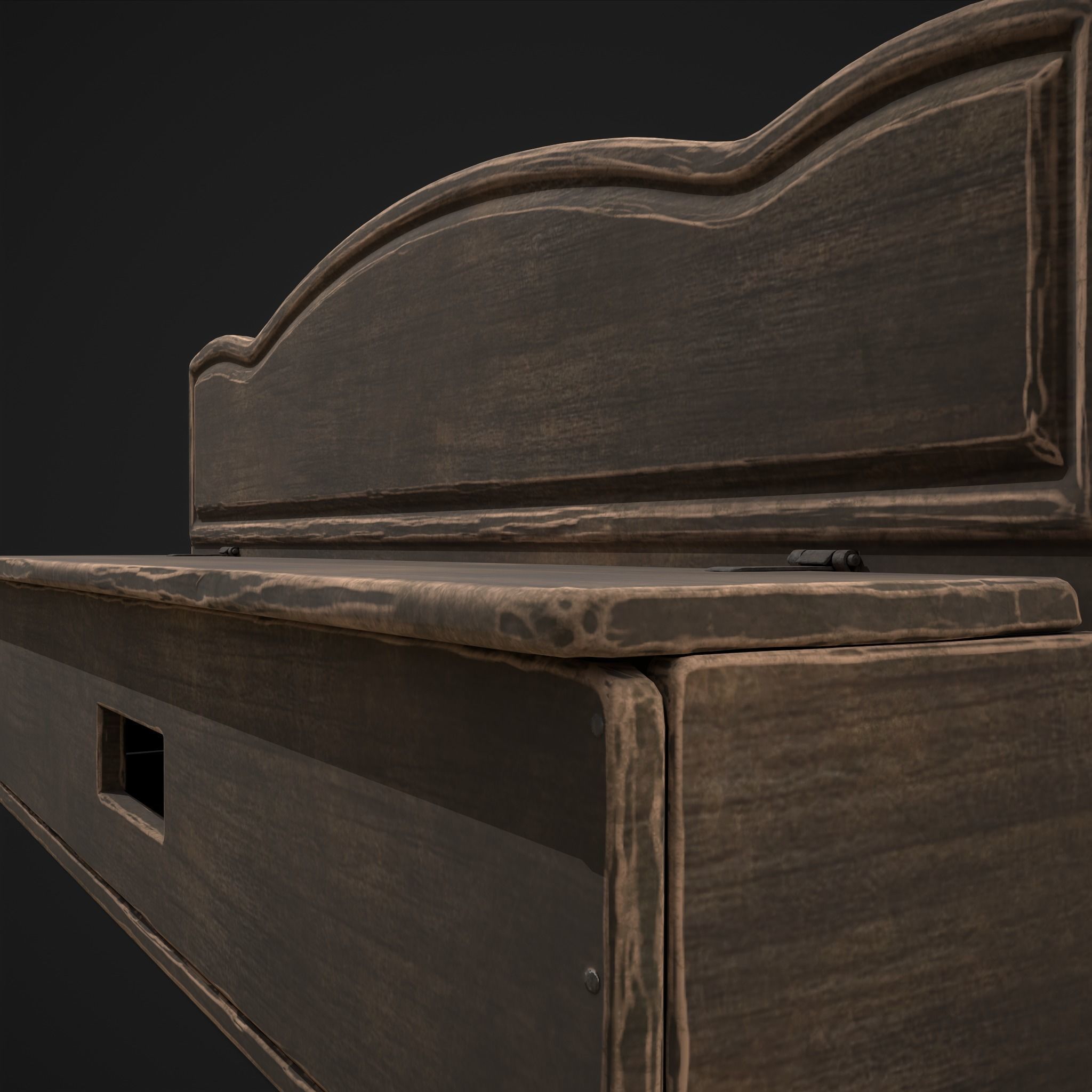 Seating and Storage Bench Low-poly 3D model_15