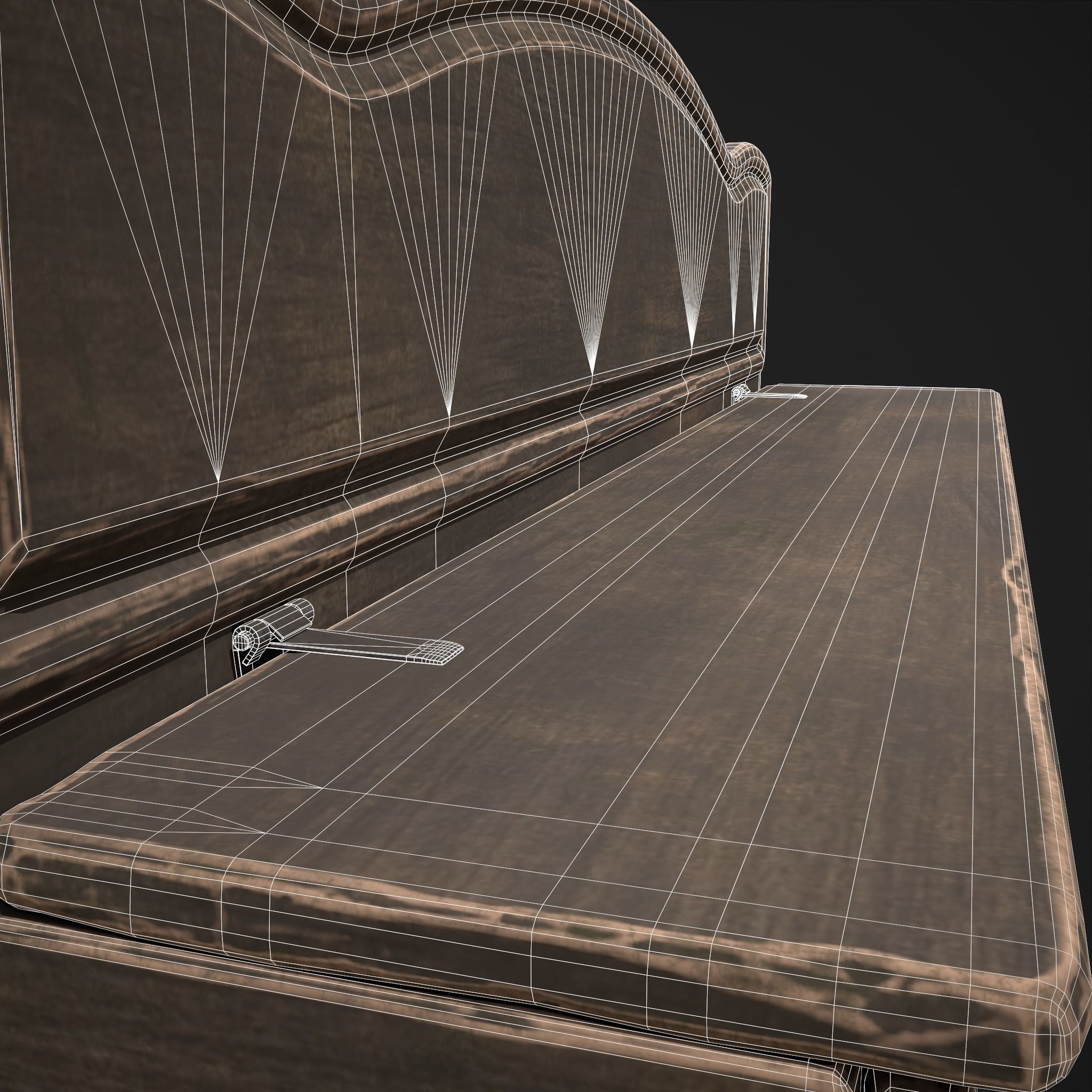 Seating and Storage Bench Low-poly 3D model_22