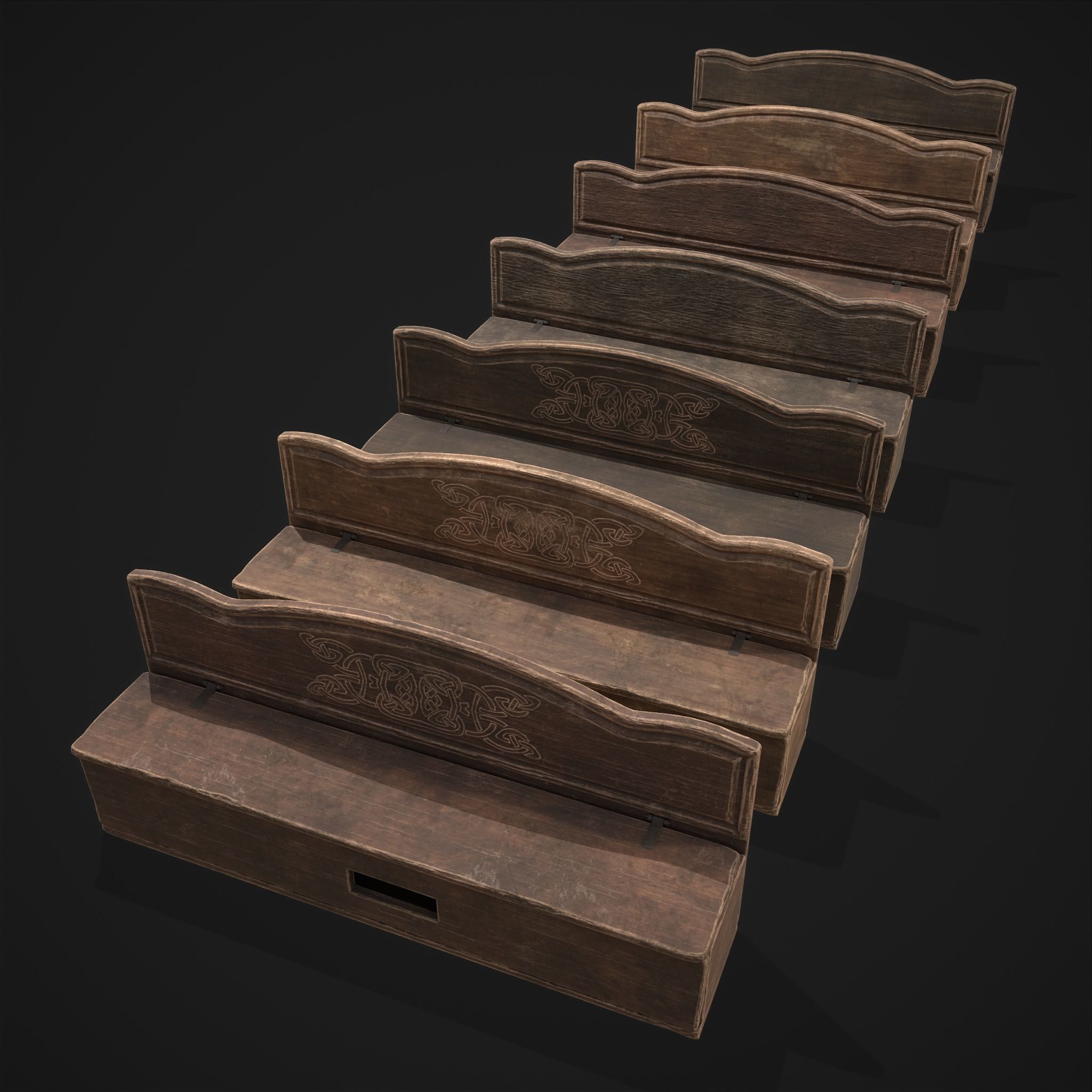 Seating and Storage Bench Low-poly 3D model_29
