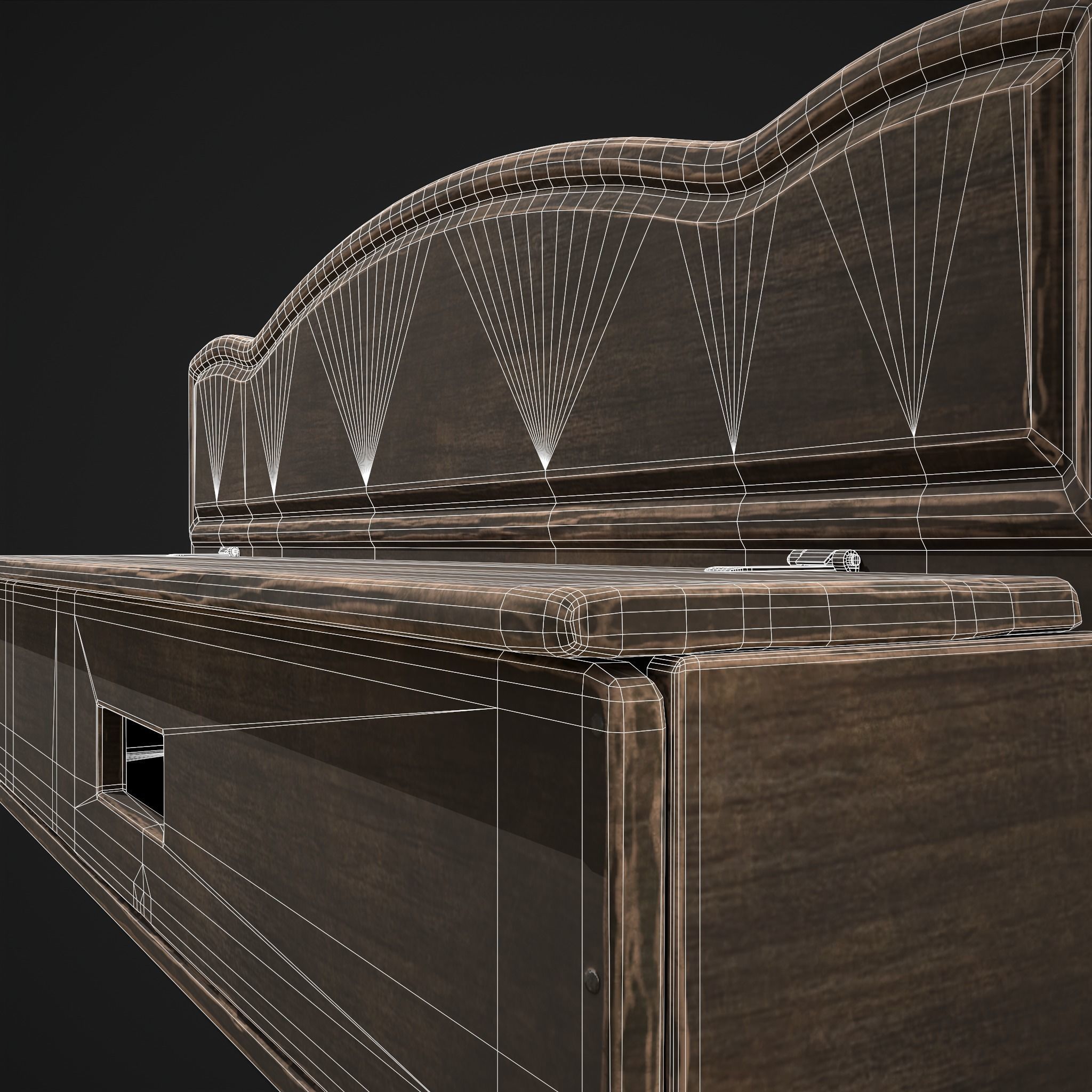 Seating and Storage Bench Low-poly 3D model_16