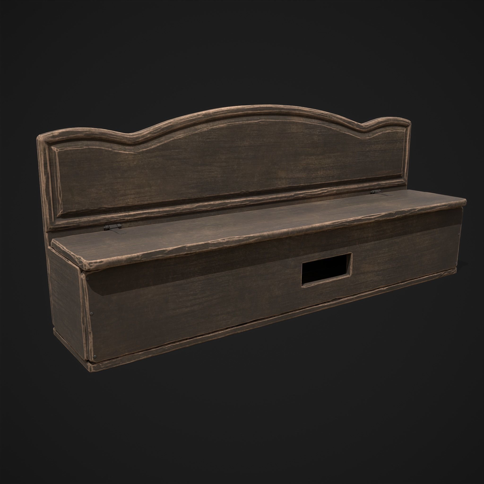 Seating and Storage Bench Low-poly 3D model_7