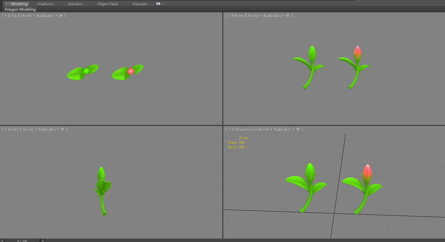Cartoon sprout Low-poly 3D model_3