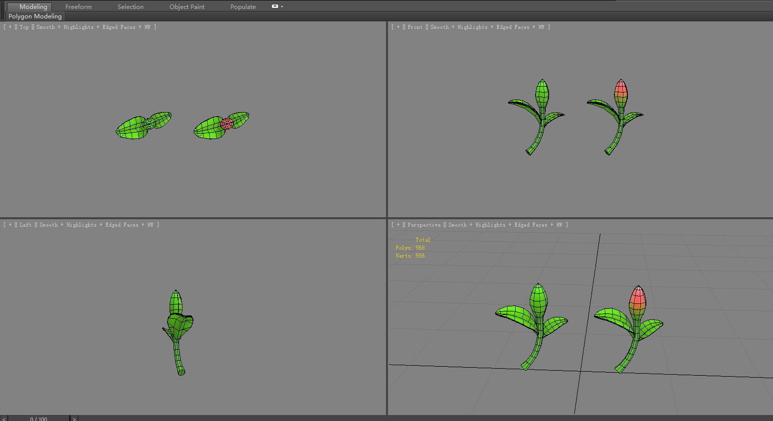 Cartoon sprout Low-poly 3D model_4