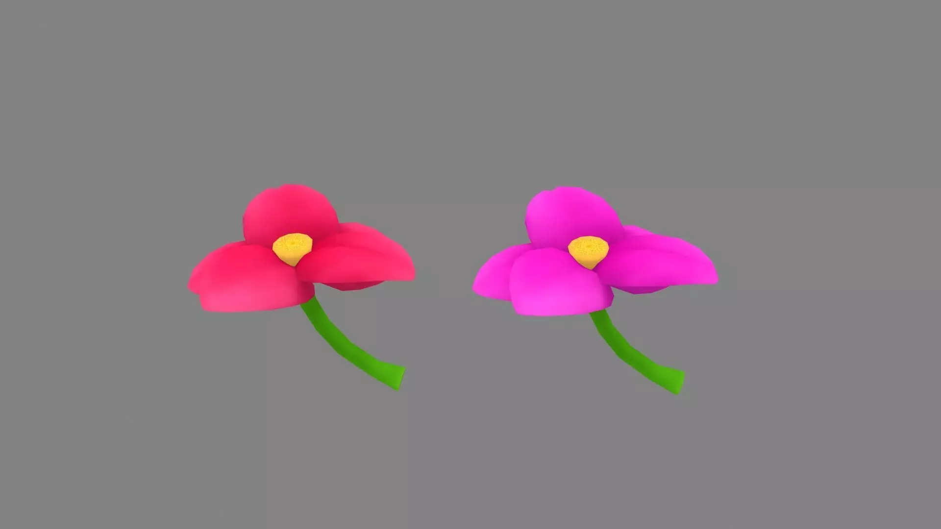 Cartoon flowers Low-poly 3D model_0