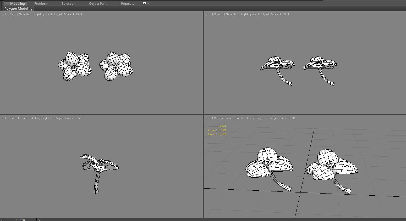 Cartoon flowers Low-poly 3D model_5