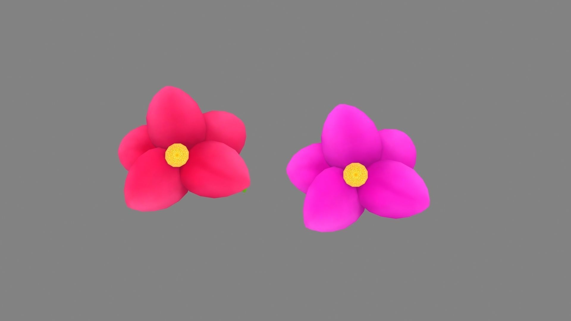 Cartoon flowers Low-poly 3D model_1