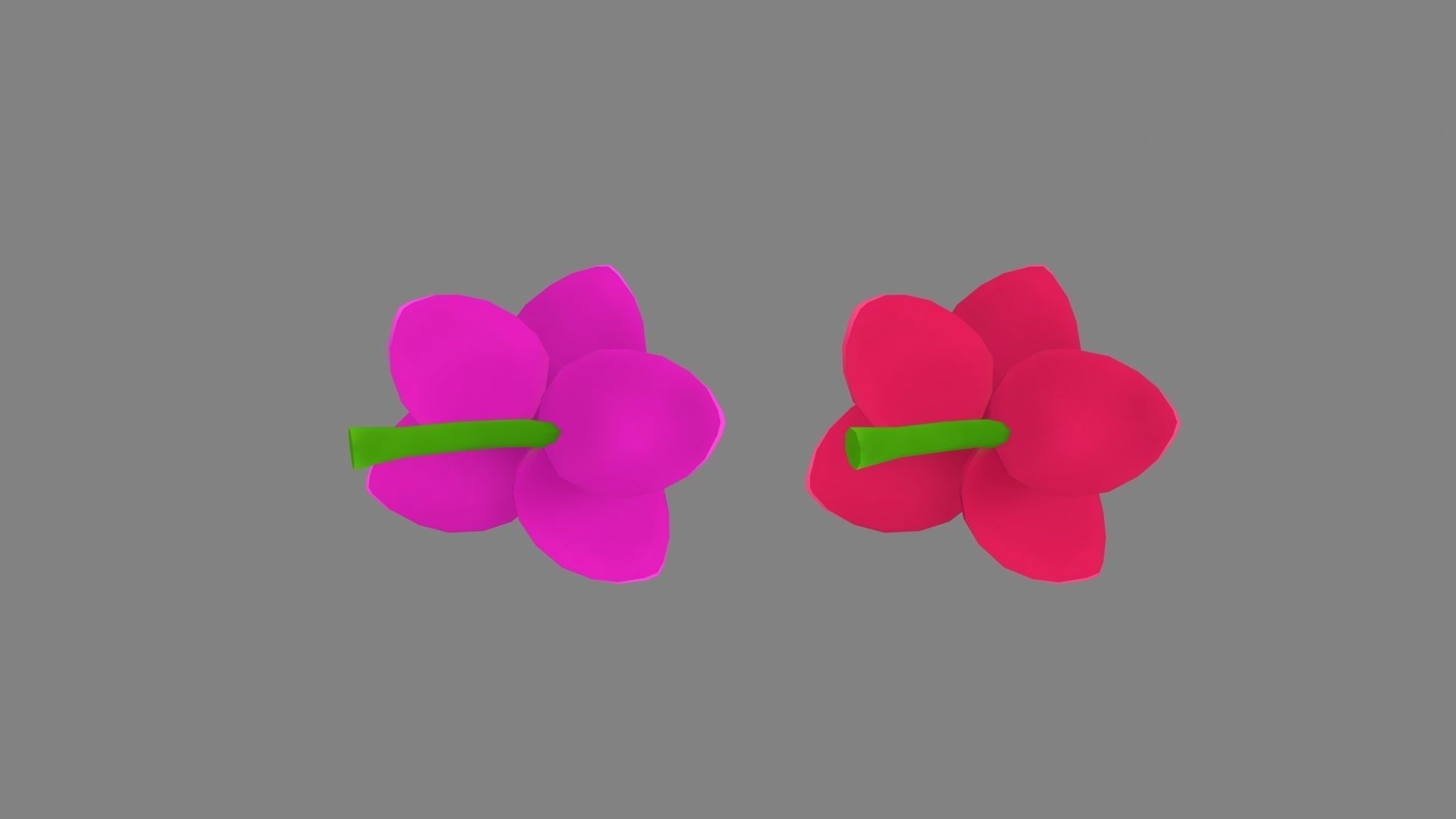 Cartoon flowers Low-poly 3D model_2