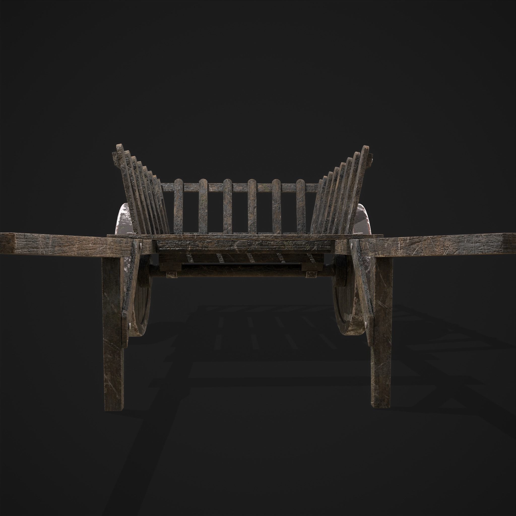 Long Bed Cart Metal Wheeled Low-poly 3D model_23