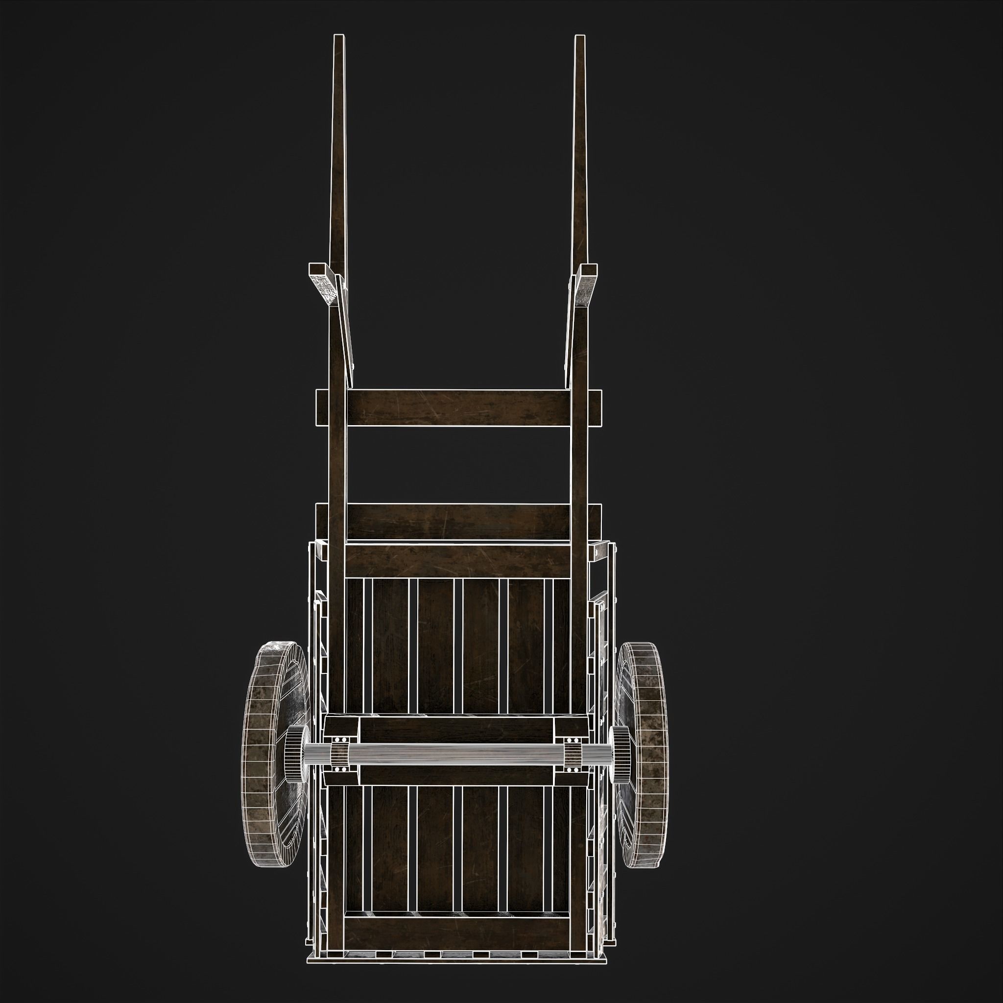Long Bed Cart Metal Wheeled Low-poly 3D model_28