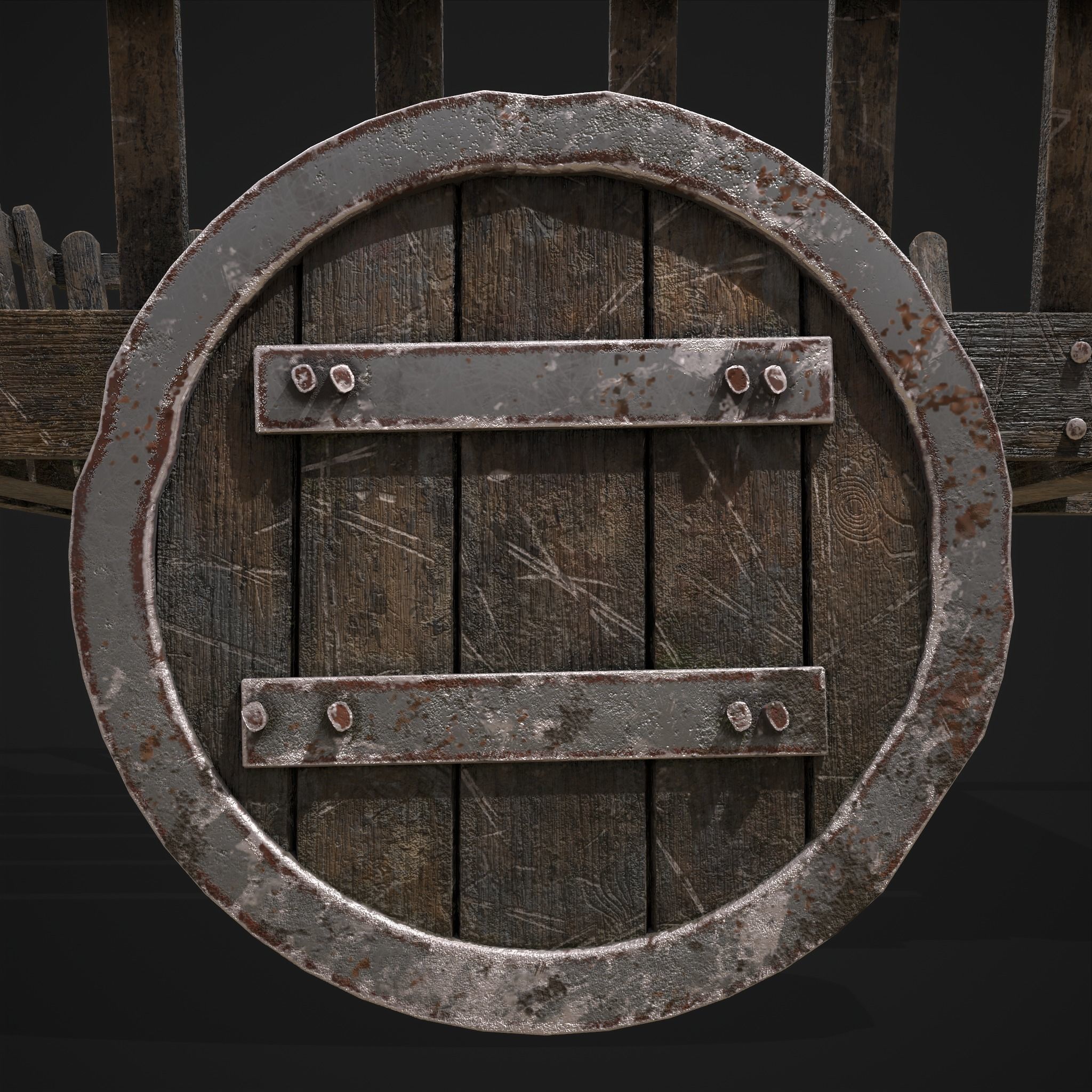 Long Bed Cart Metal Wheeled Low-poly 3D model_5