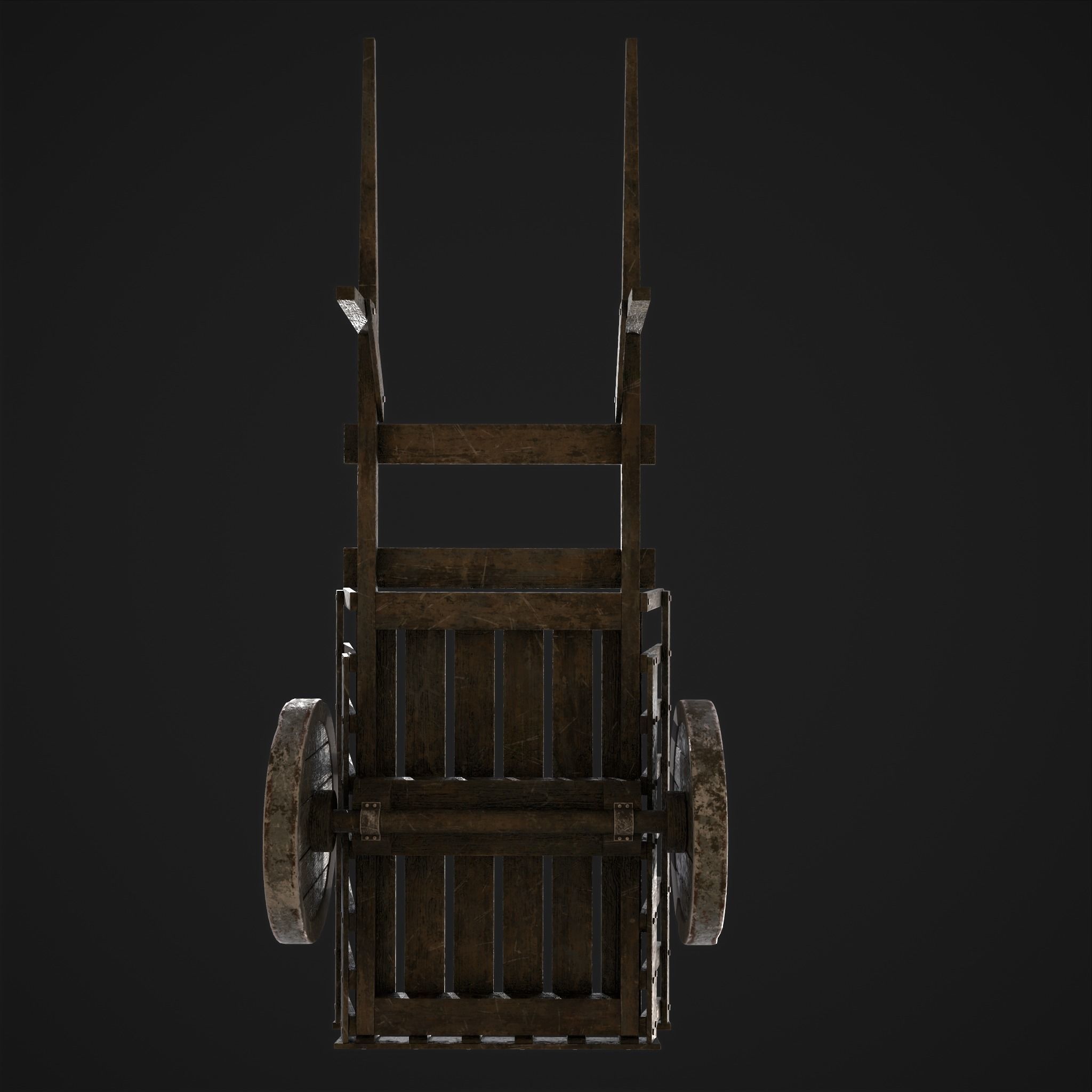 Long Bed Cart Metal Wheeled Low-poly 3D model_27
