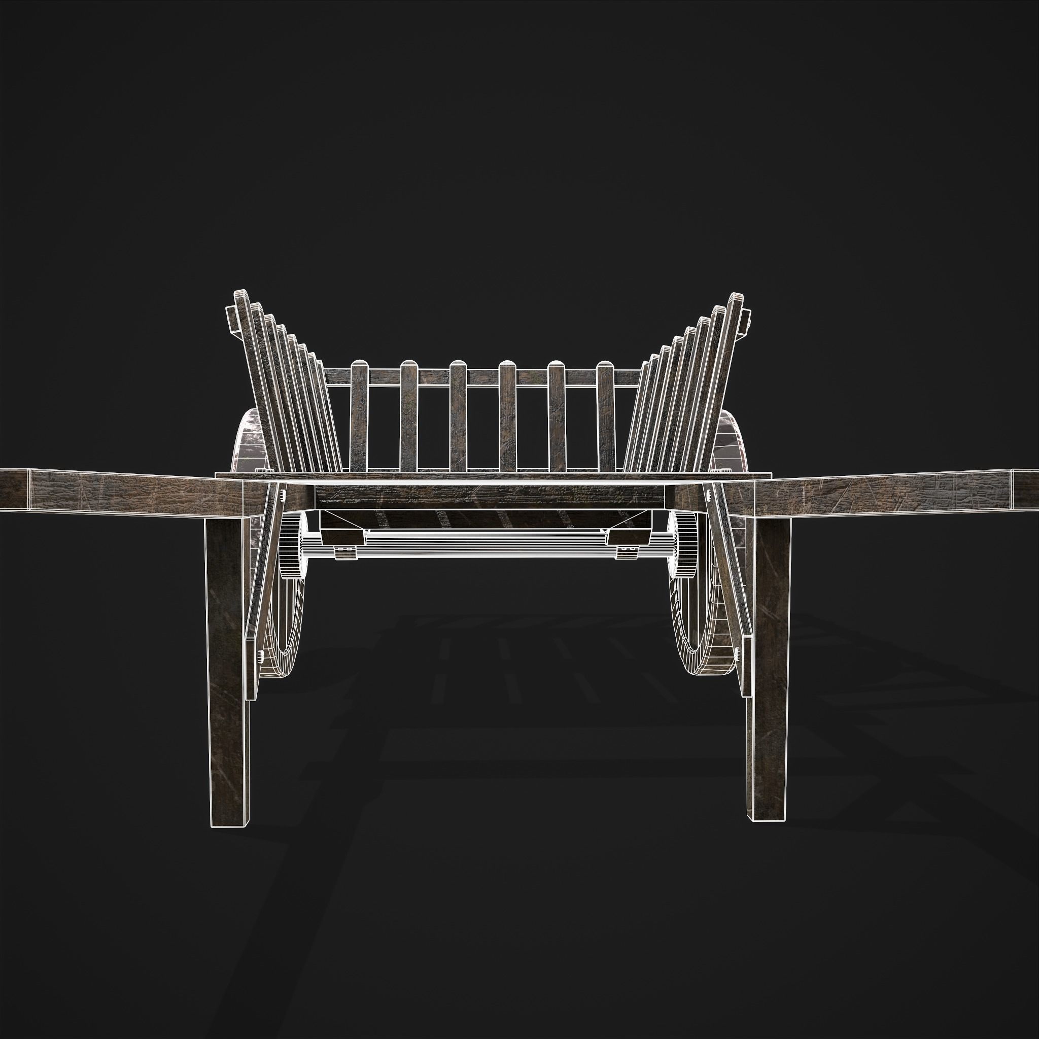 Long Bed Cart Metal Wheeled Low-poly 3D model_24
