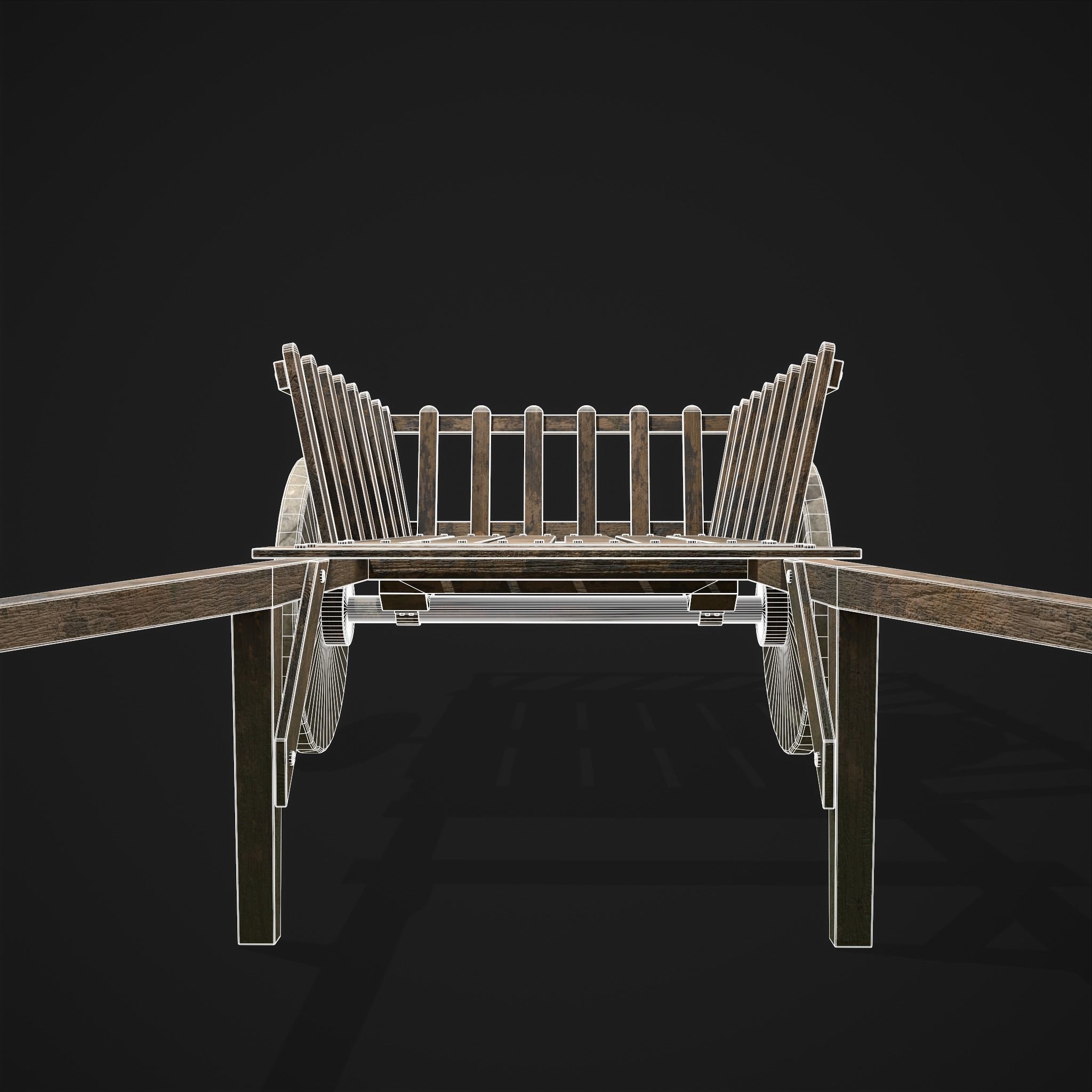 Long Bed Cart Stone Wheeled Low-poly 3D model_22