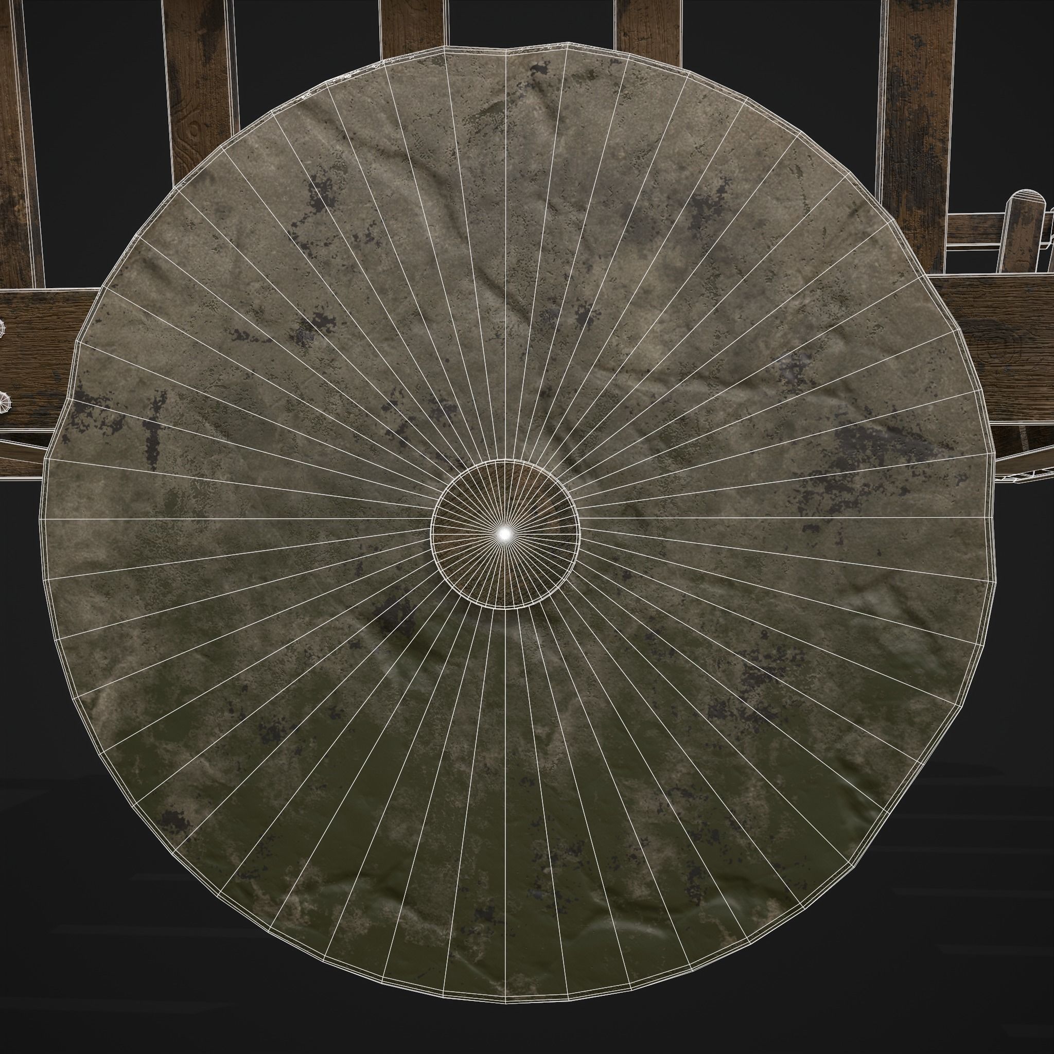 Long Bed Cart Stone Wheeled Low-poly 3D model_6